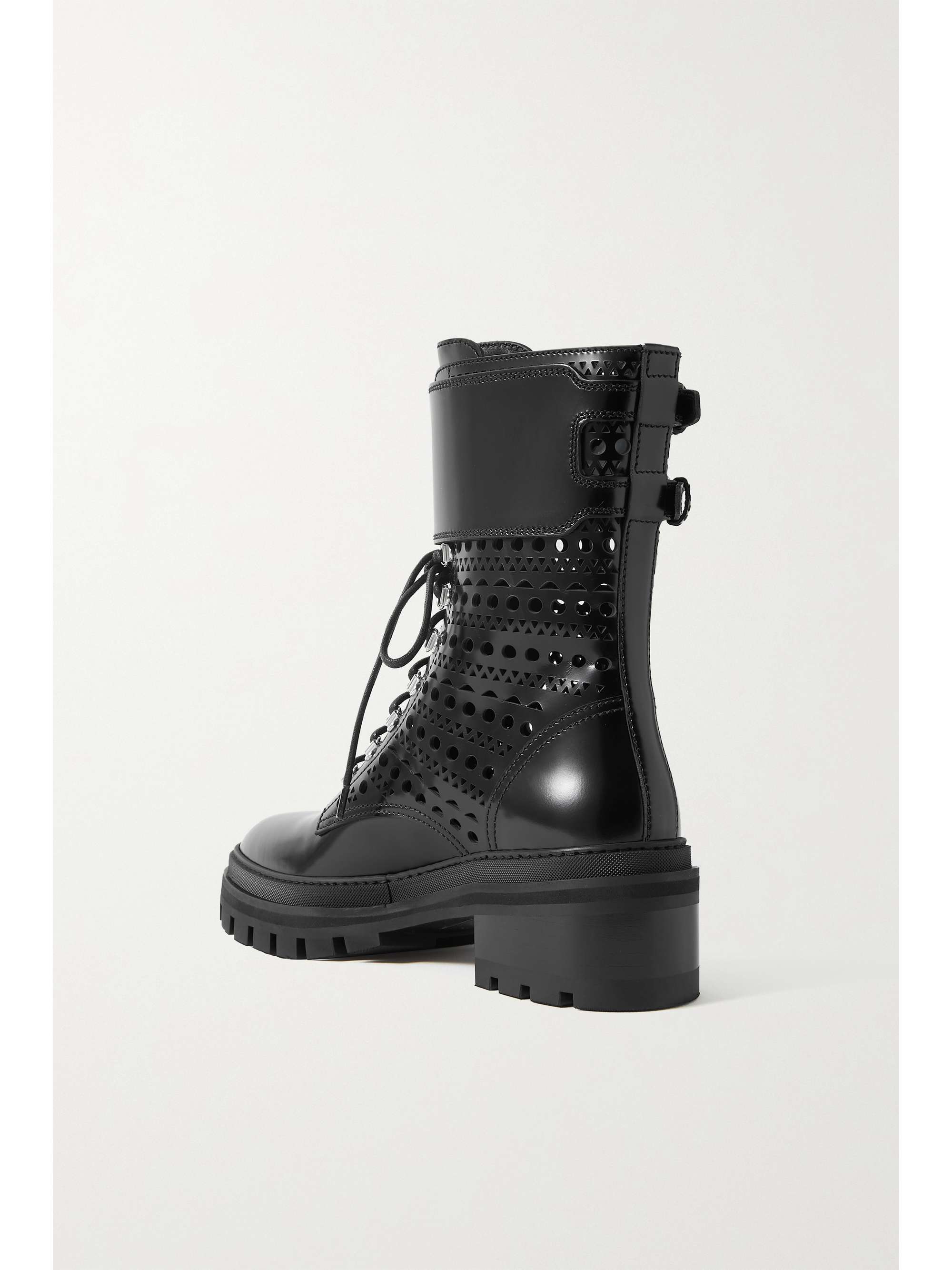 ALAÏA Buckled laser-cut leather boots