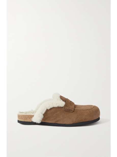 JW ANDERSON Shearling-lined suede slippers | NET-A-PORTER