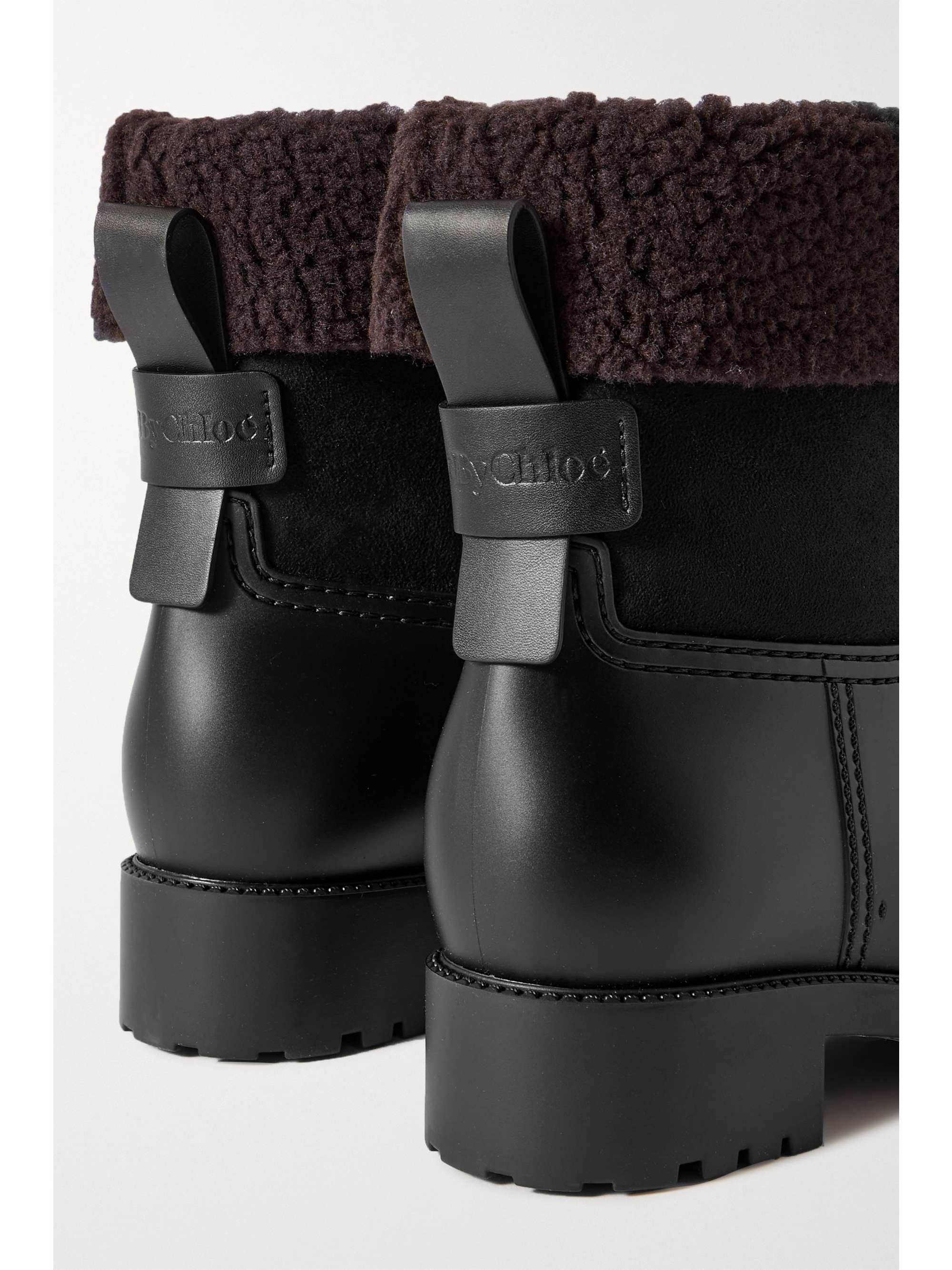 SEE BY CHLOÉ Janet faux shearling-trimmed rubber Chelsea boots
