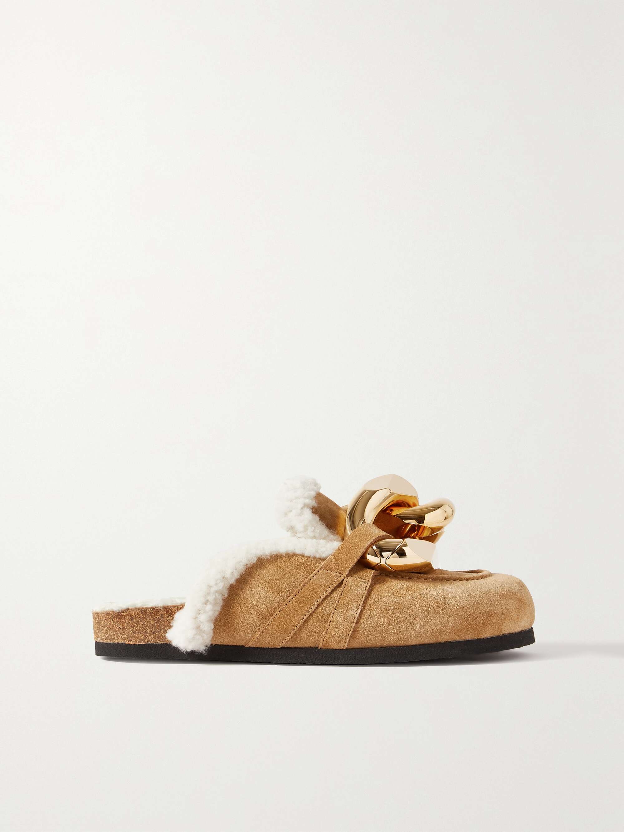 JW ANDERSON Chain-embellished suede slippers | NET-A-PORTER