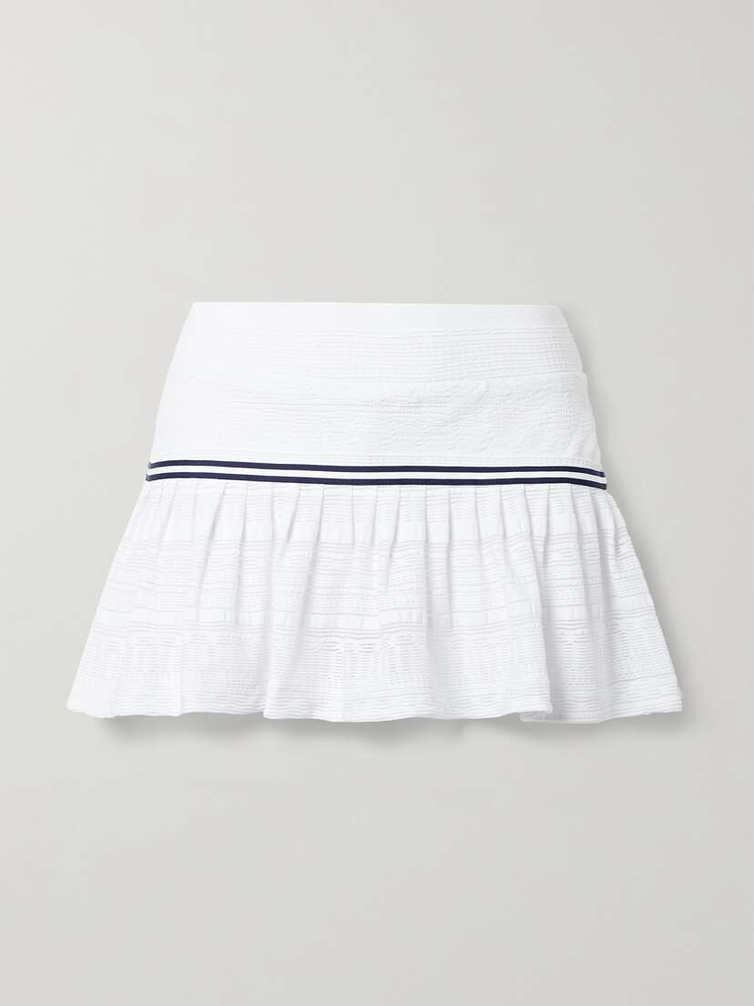 L'Etoile Sport Grosgrain-trimmed Pointelle-knit Tennis Skirt