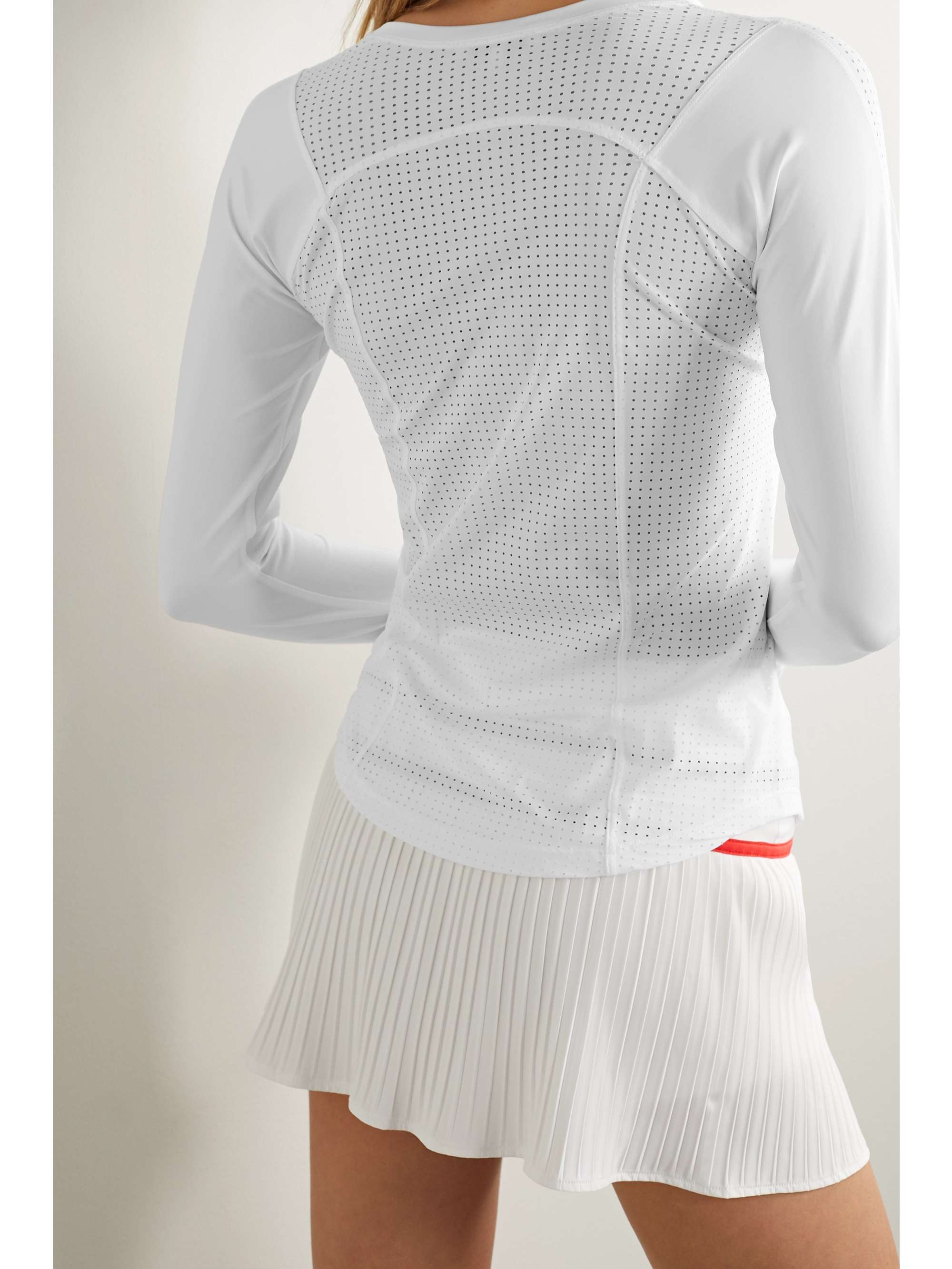 L'ETOILE SPORT Mesh-paneled stretch-jersey top