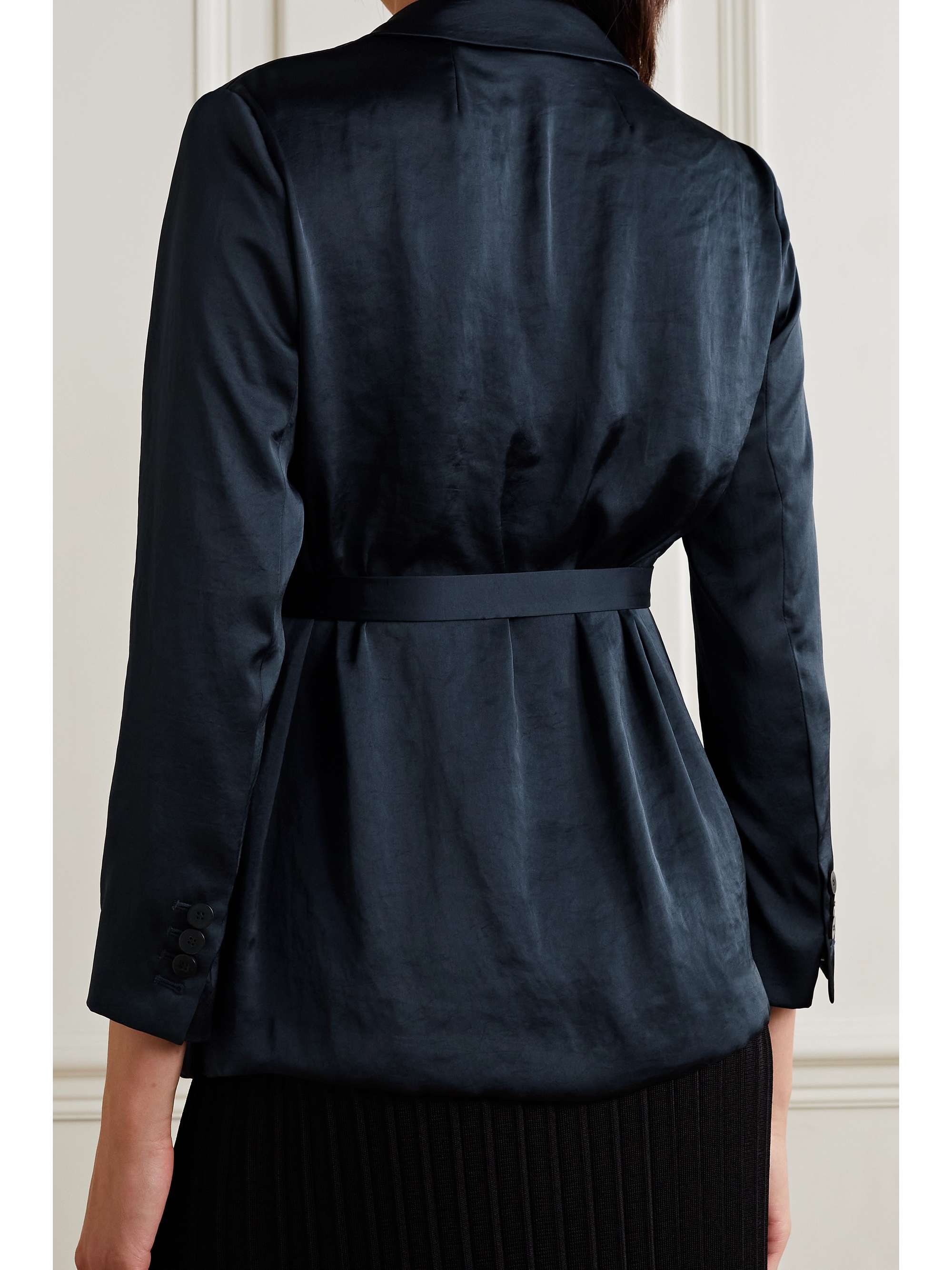satin belted blazer
