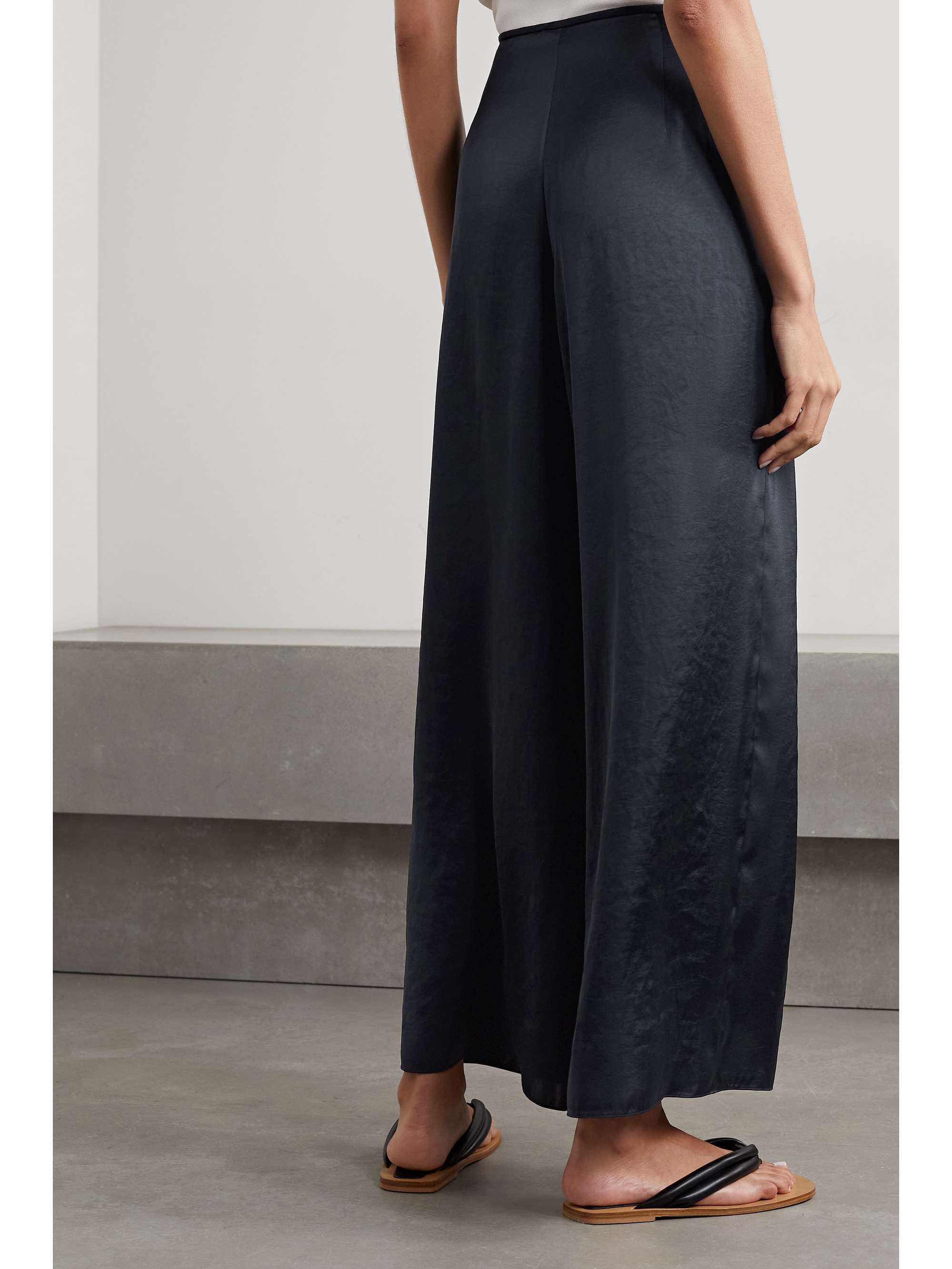 Midnight blue Satin wide-leg pants 