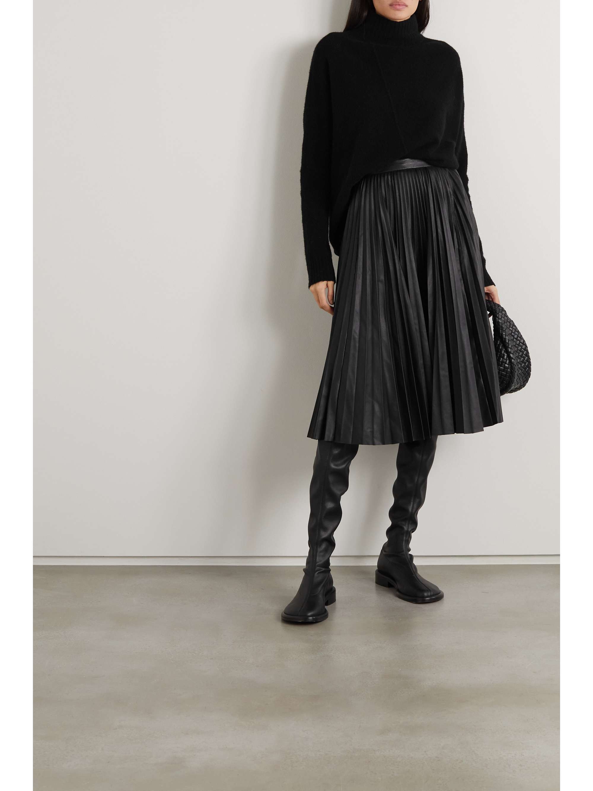 leather pleated skirt 60