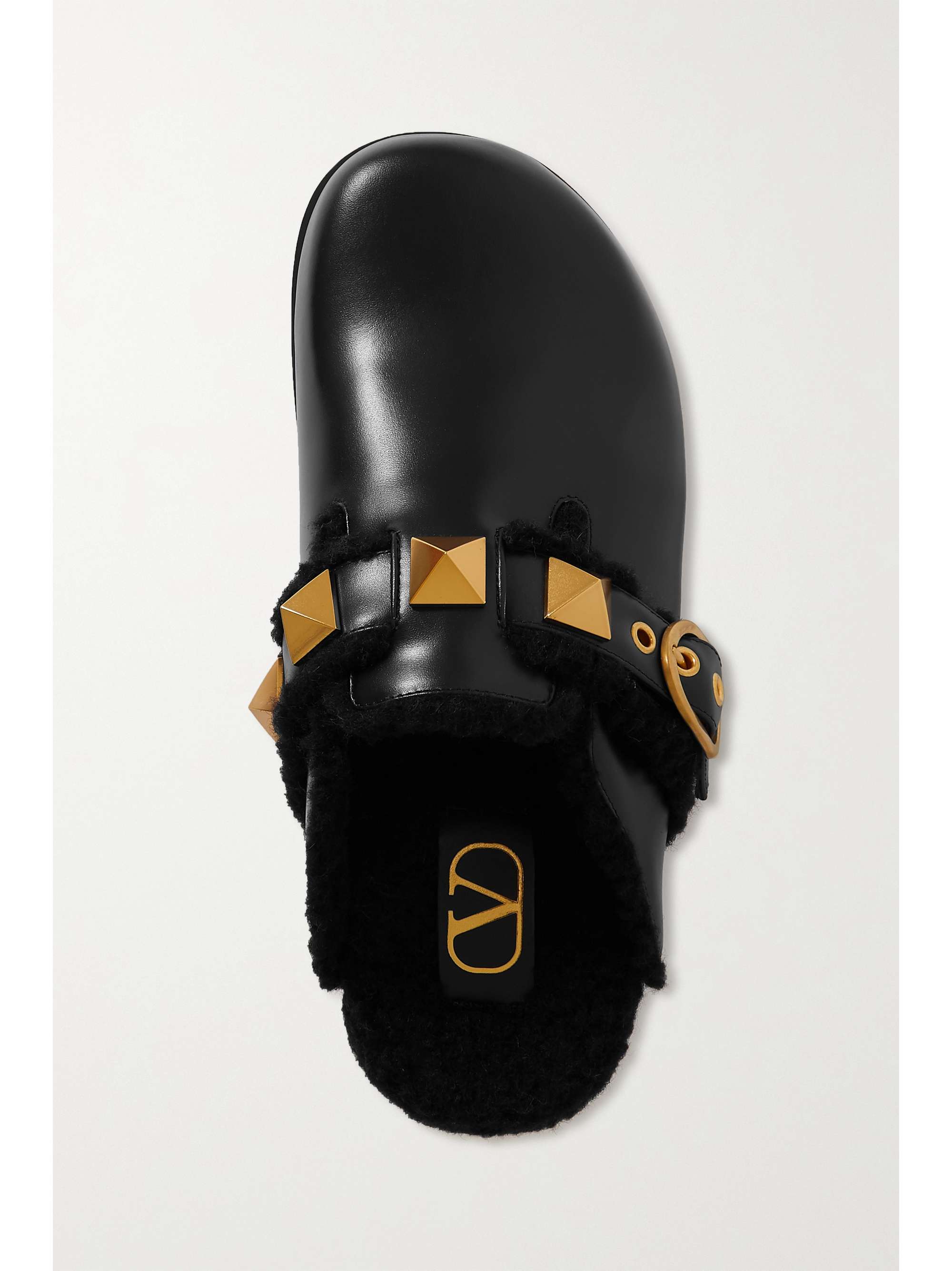 Black Valentino Garavani Sabot embellished suede slippers | VALENTINO |  NET-A-PORTER