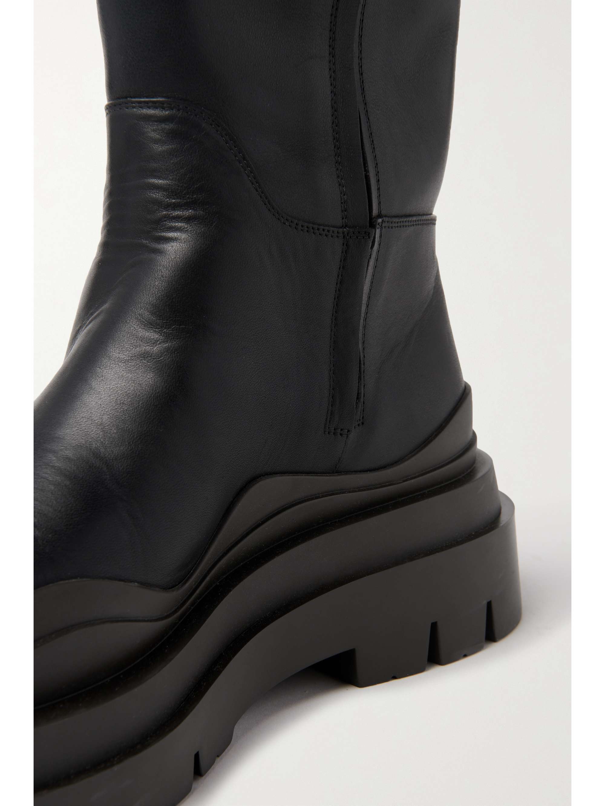 BOTTEGA VENETA Tire rubber-trimmed leather knee boots
