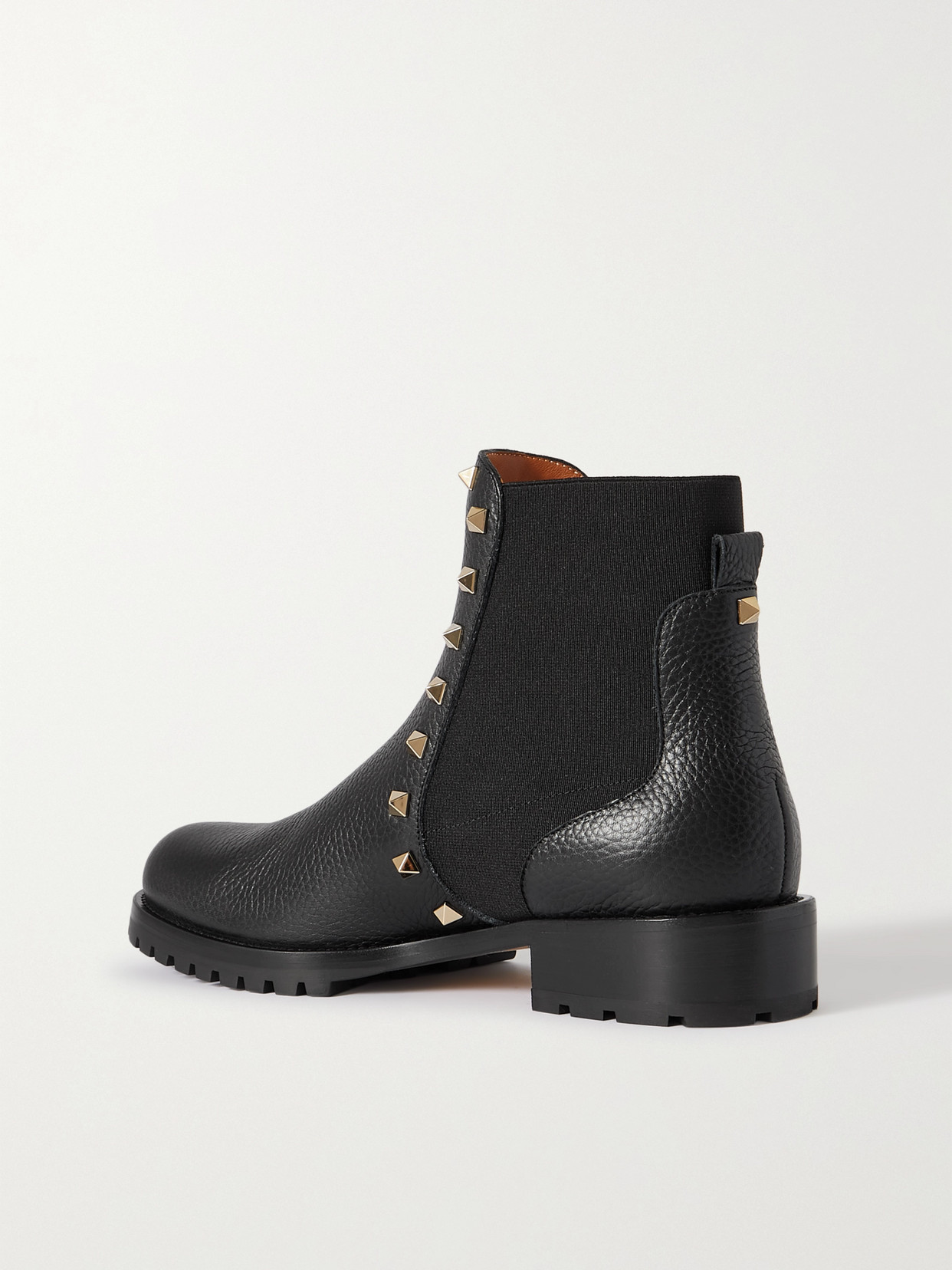 Shop Valentino Rockstud Beatle Textured-leather Chelsea Boots In Black