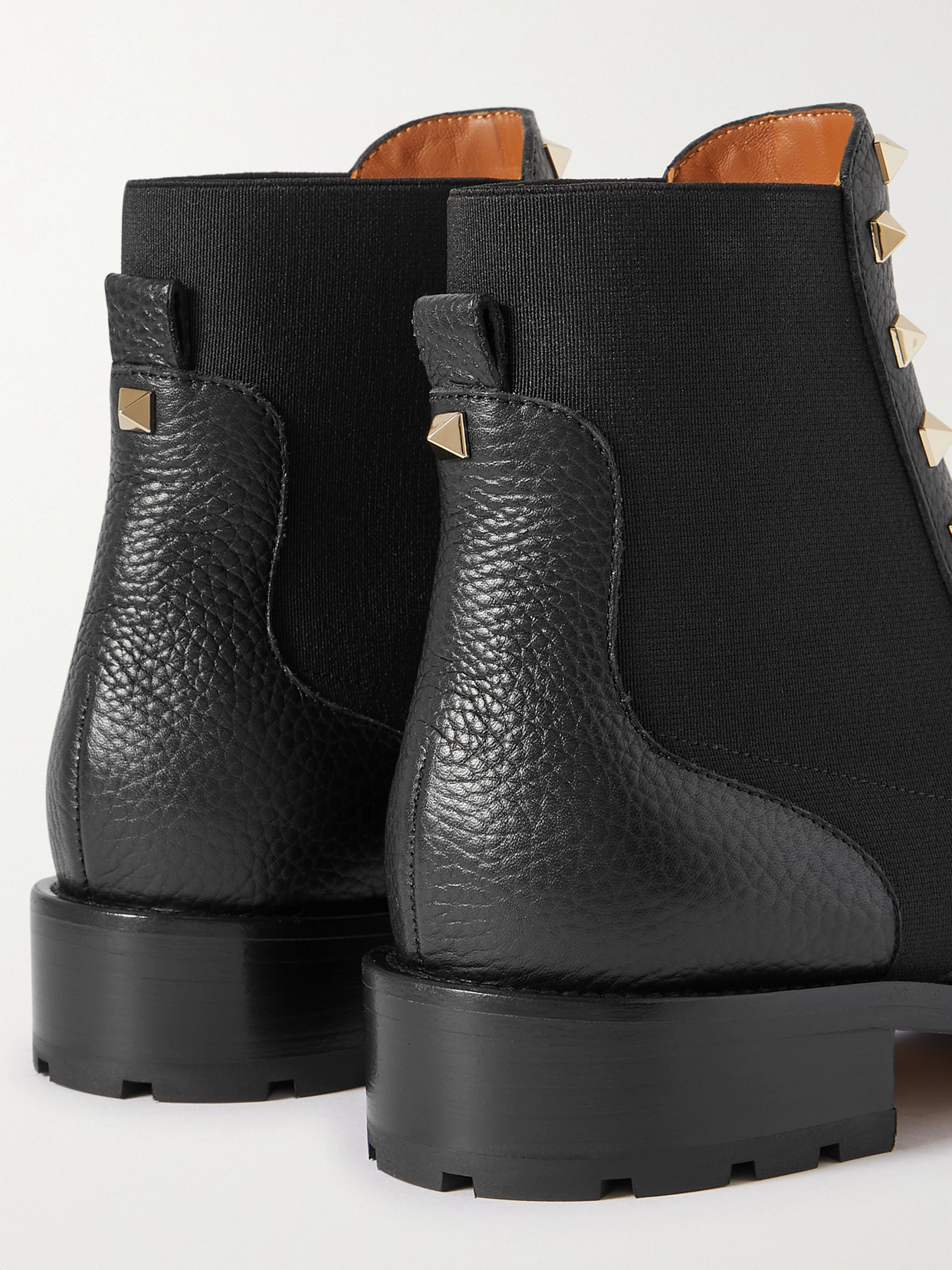 Shop Valentino Rockstud Beatle Textured-leather Chelsea Boots In Black