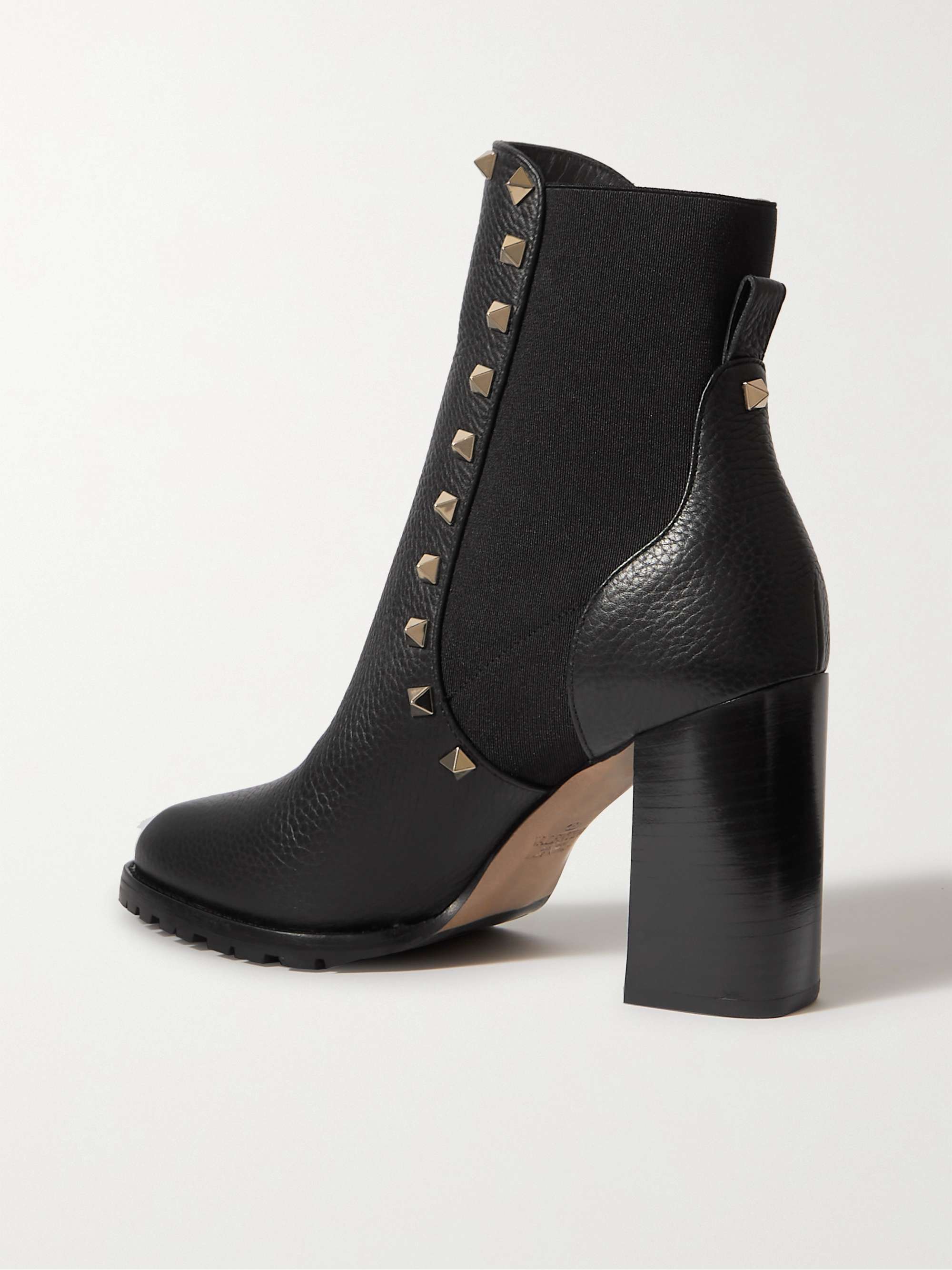 VALENTINO GARAVANI Rockstud Beatle textured-leather ankle boots