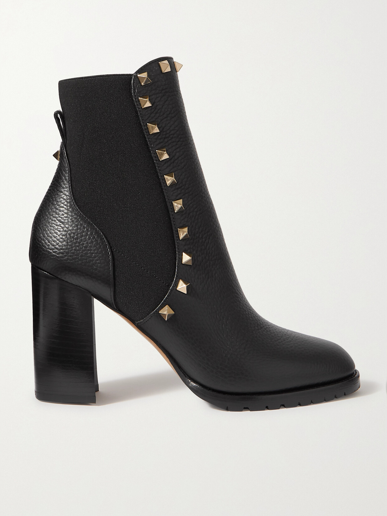 Valentino Garavani Rockstud Beatle Textured-leather Ankle Boots In Black