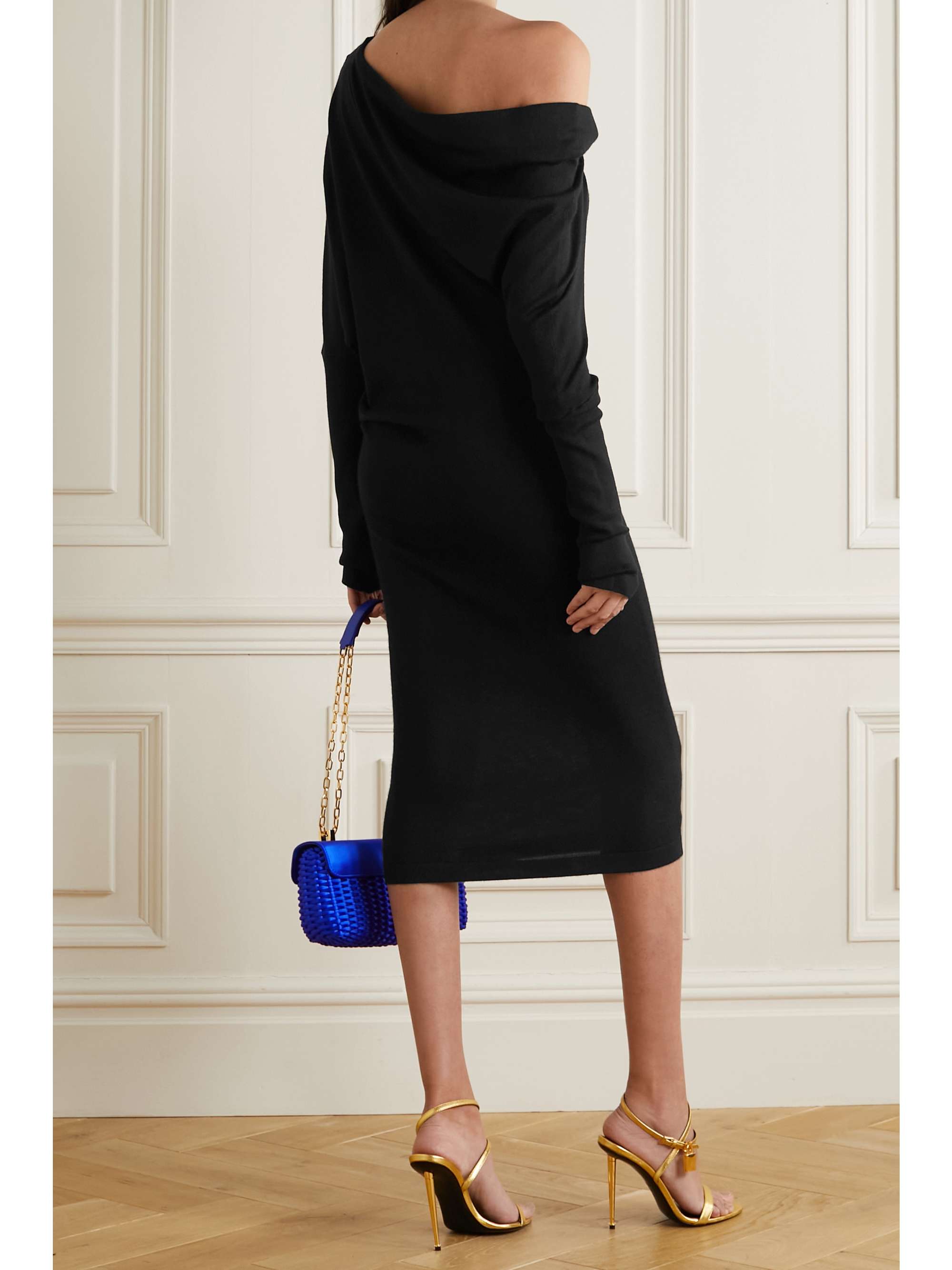 TOM FORD One-shoulder cashmere and silk-blend midi dress