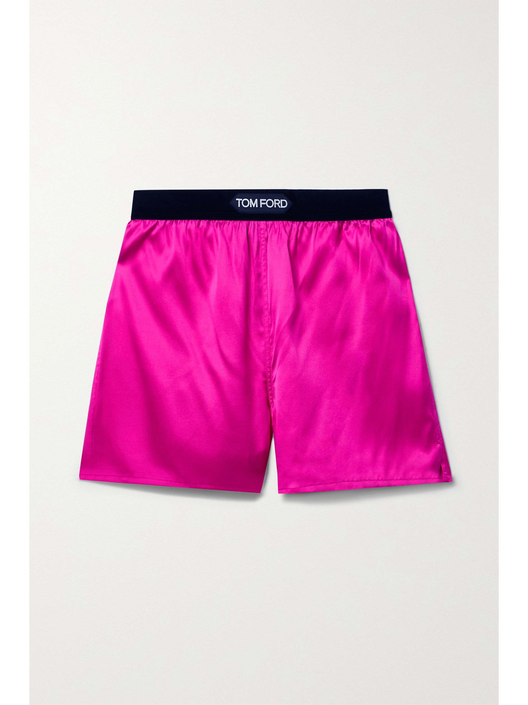 Pink Velvet-trimmed silk-blend satin 