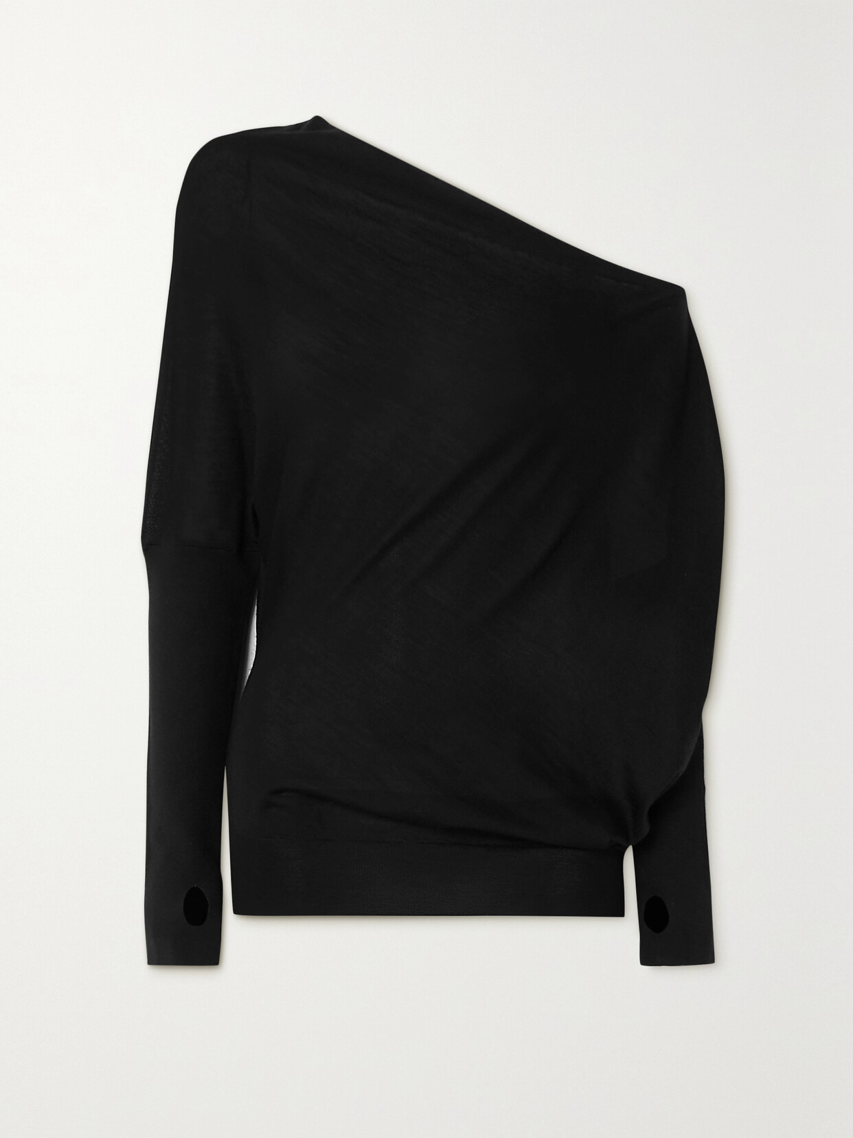 Tom Ford One-shoulder Cashmere And Silk-blend Sweater In Black
