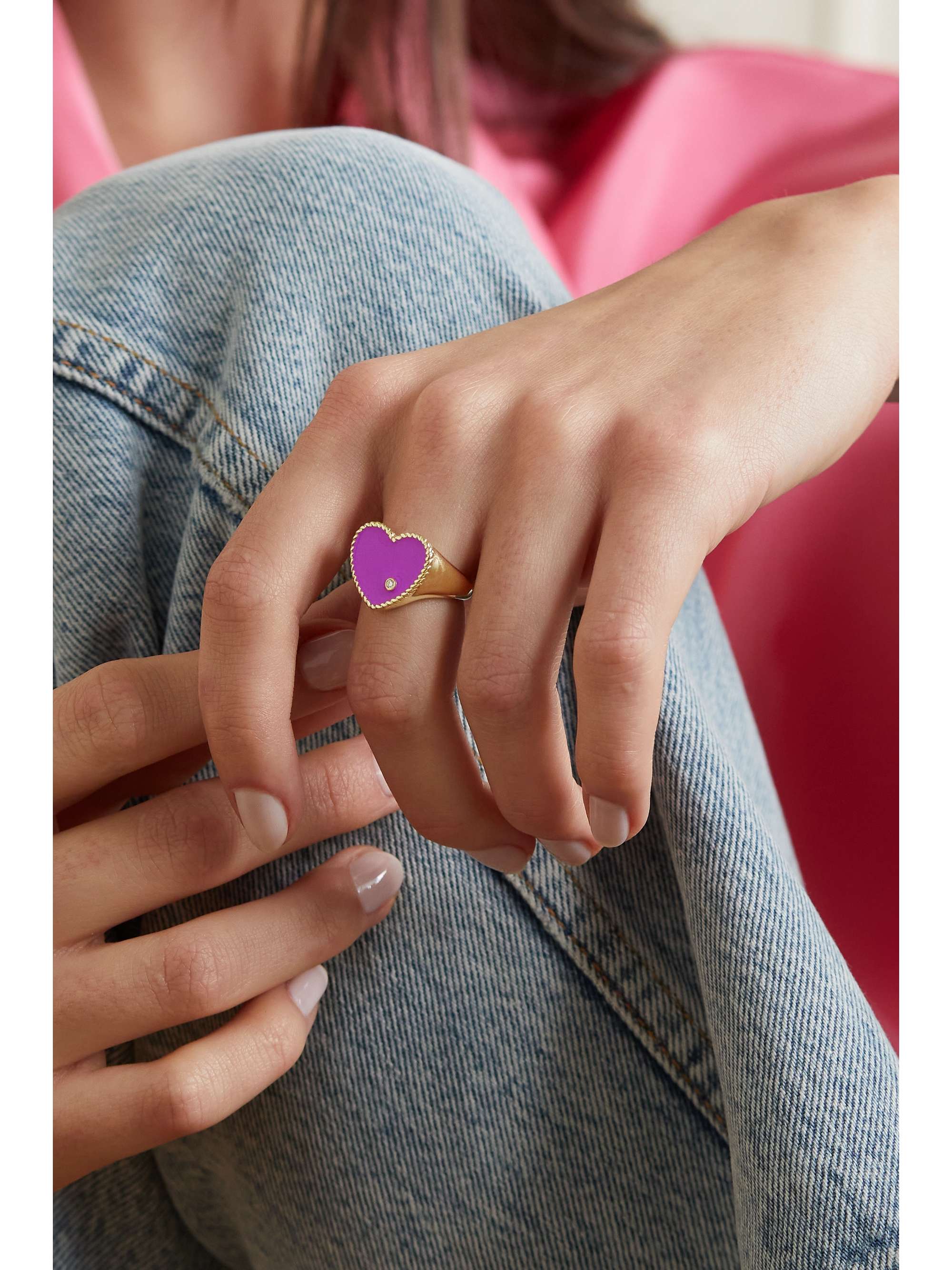 YVONNE LÉON Ring aus 9 Karat Gold mit Emaille und Diamant