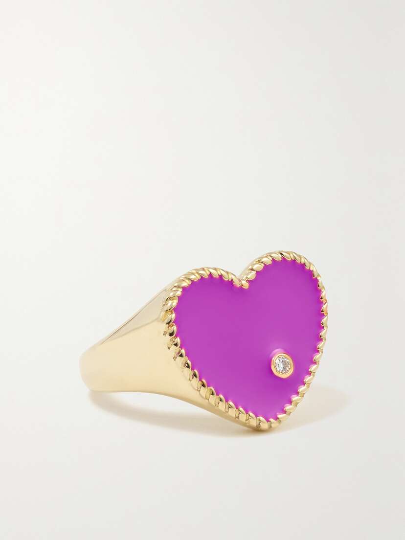 Yvonne Léon 9-karat Gold, Enamel And Diamond Ring
