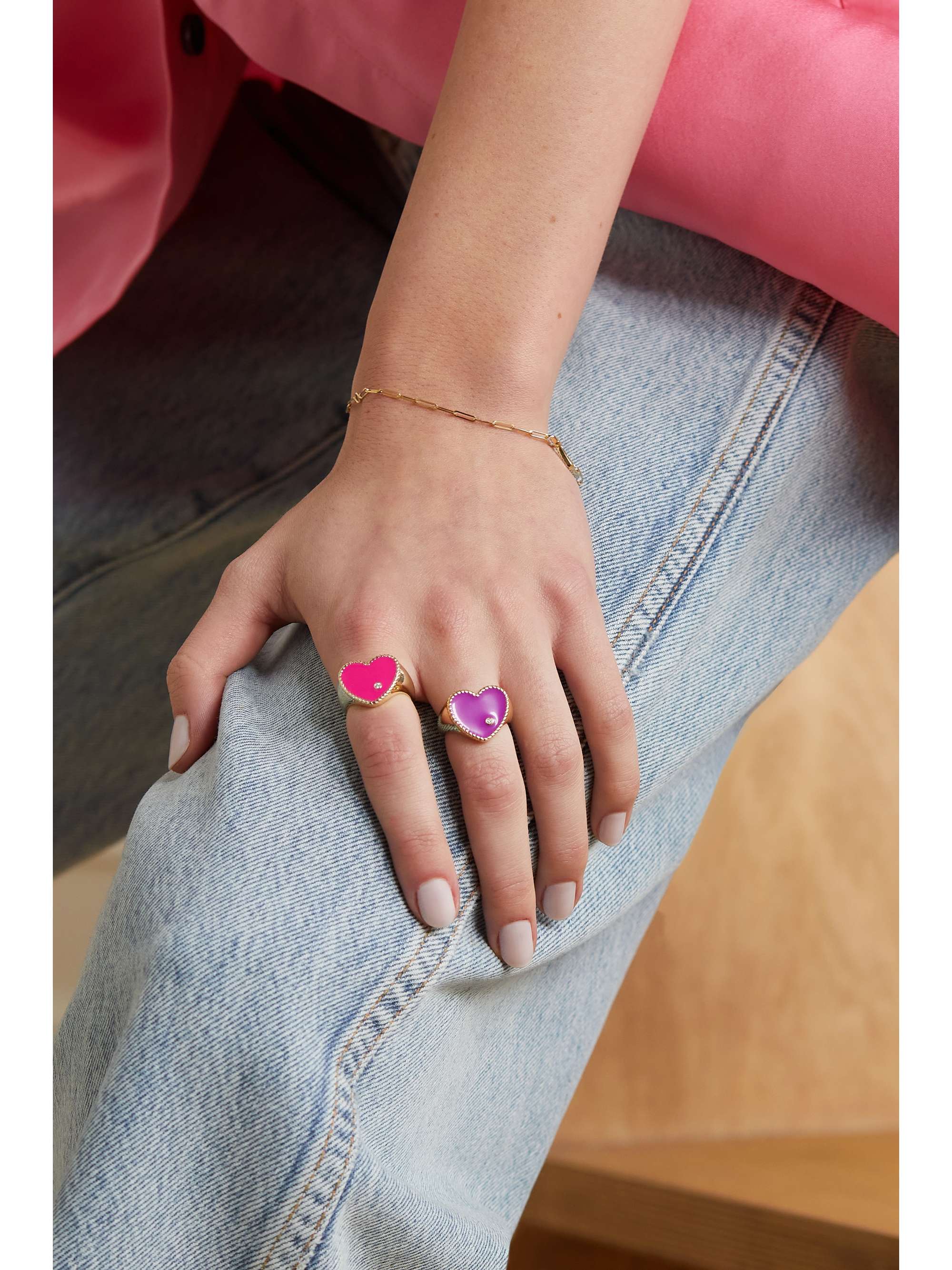 YVONNE LÉON Ring aus 9 Karat Gold mit Emaille und Diamant