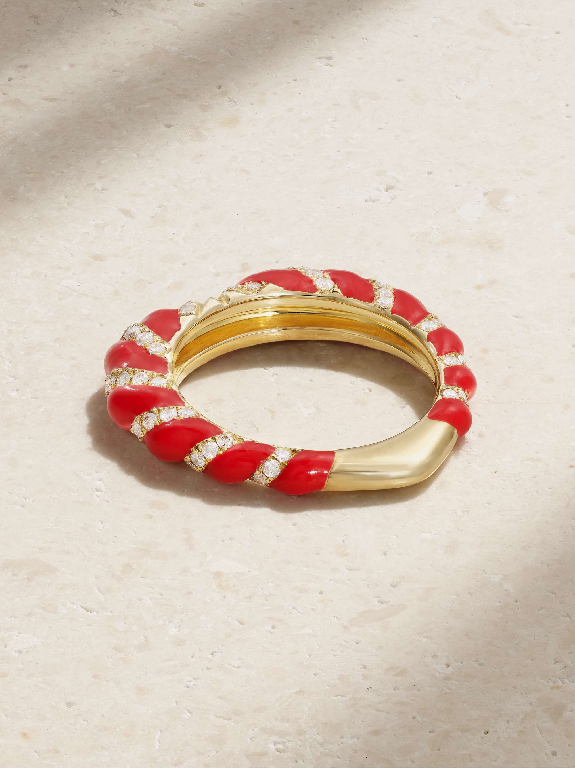 YVONNE LÉON Ring aus 9 Karat Gold mit Emaille und Diamanten