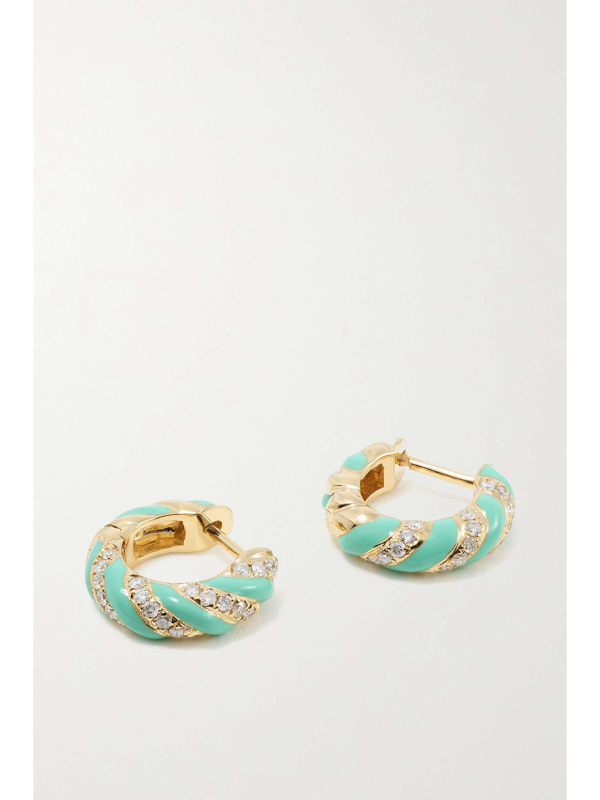 YVONNE LÉON 9-karat gold, enamel and diamond hoop earrings
