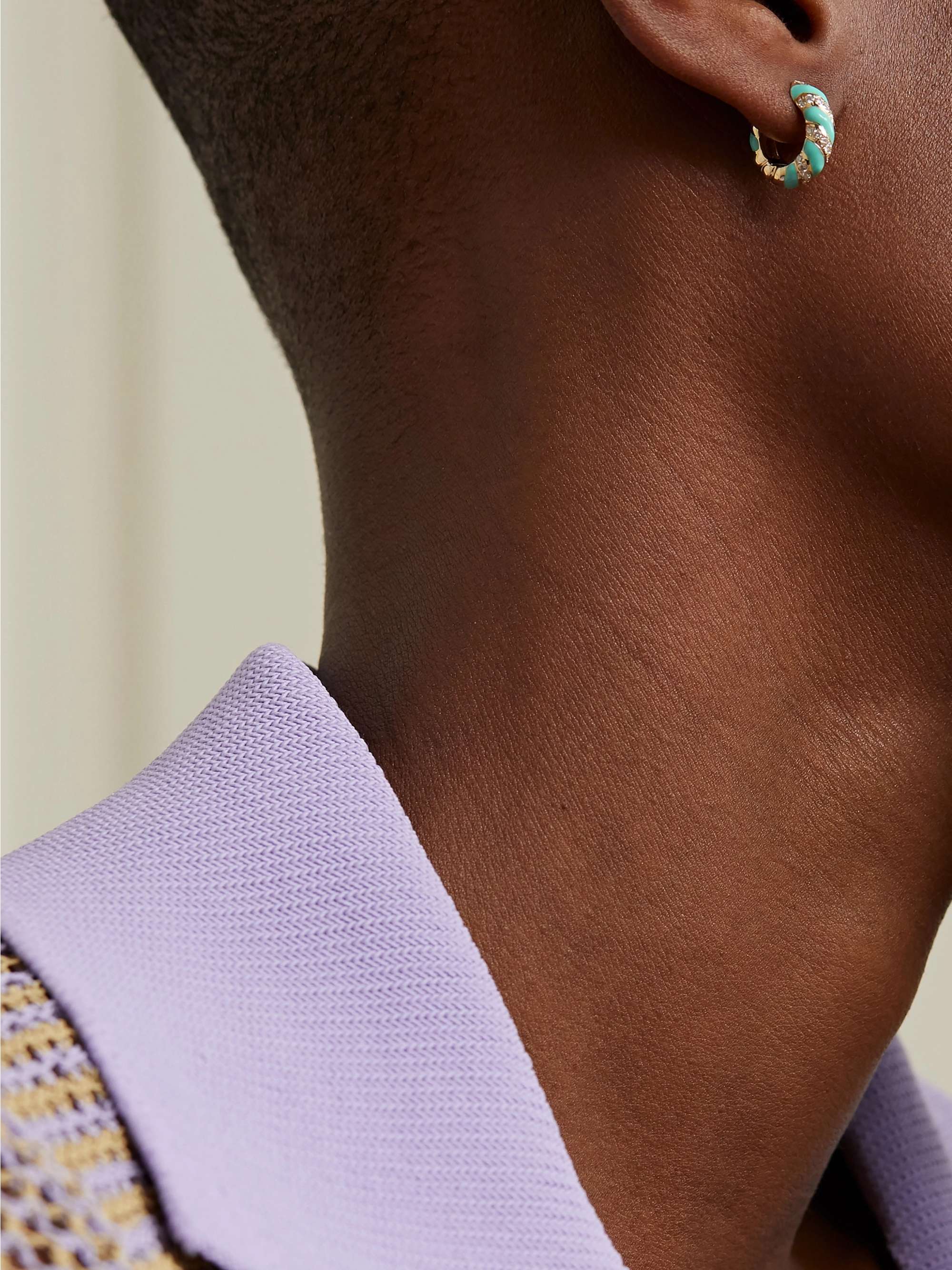YVONNE LÉON 9-karat gold, enamel and diamond hoop earrings