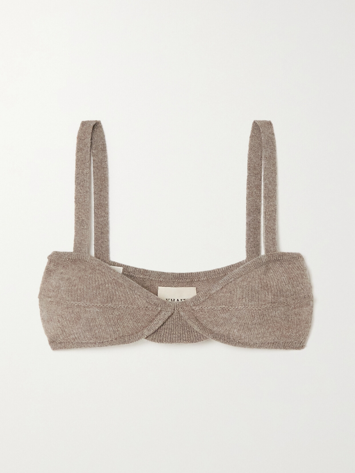 Khaite Eda Knitted Cashmere Bralette In Mushroom
