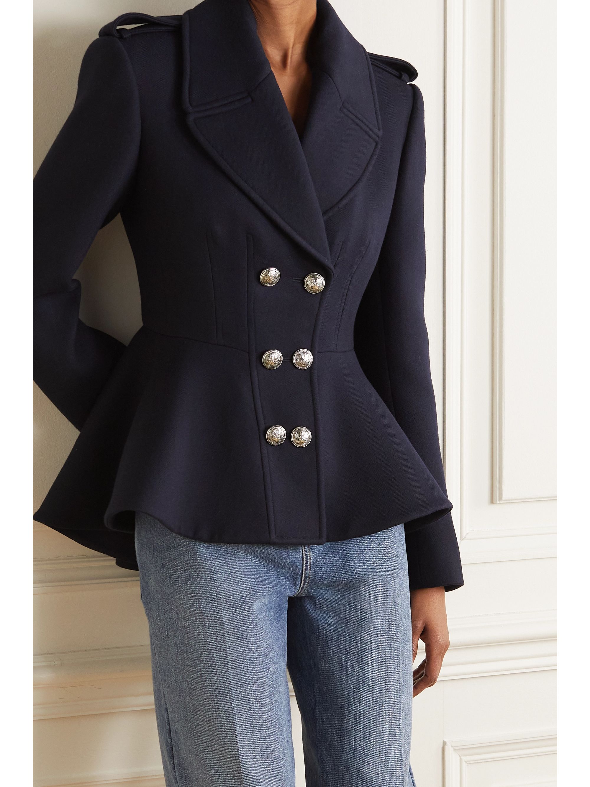 WOOL PEPLUM JACKET 36ネイビー 専用 www.sanjuandelrio.gob.mx
