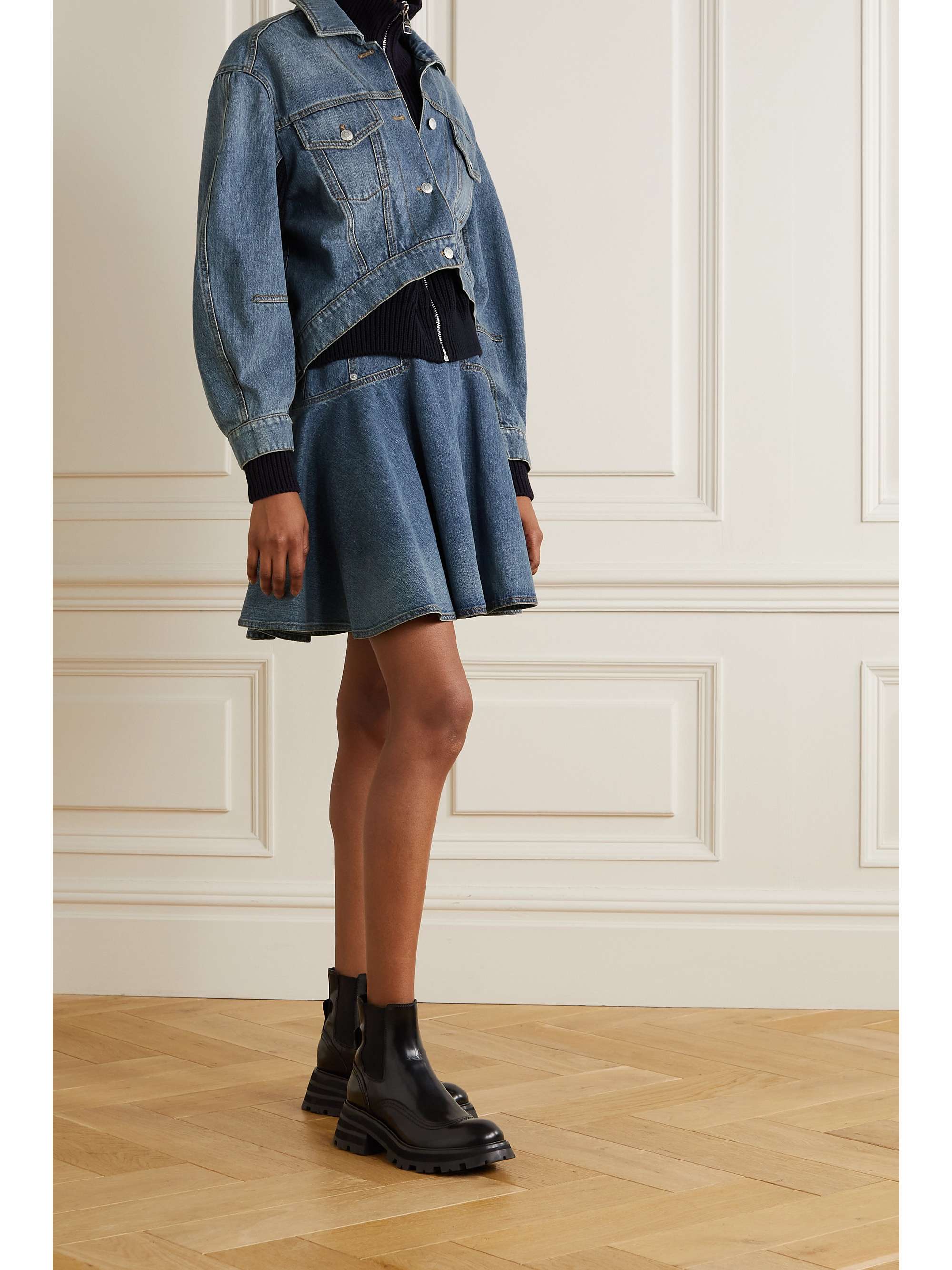 Blue Denim and ribbed cotton jacket 