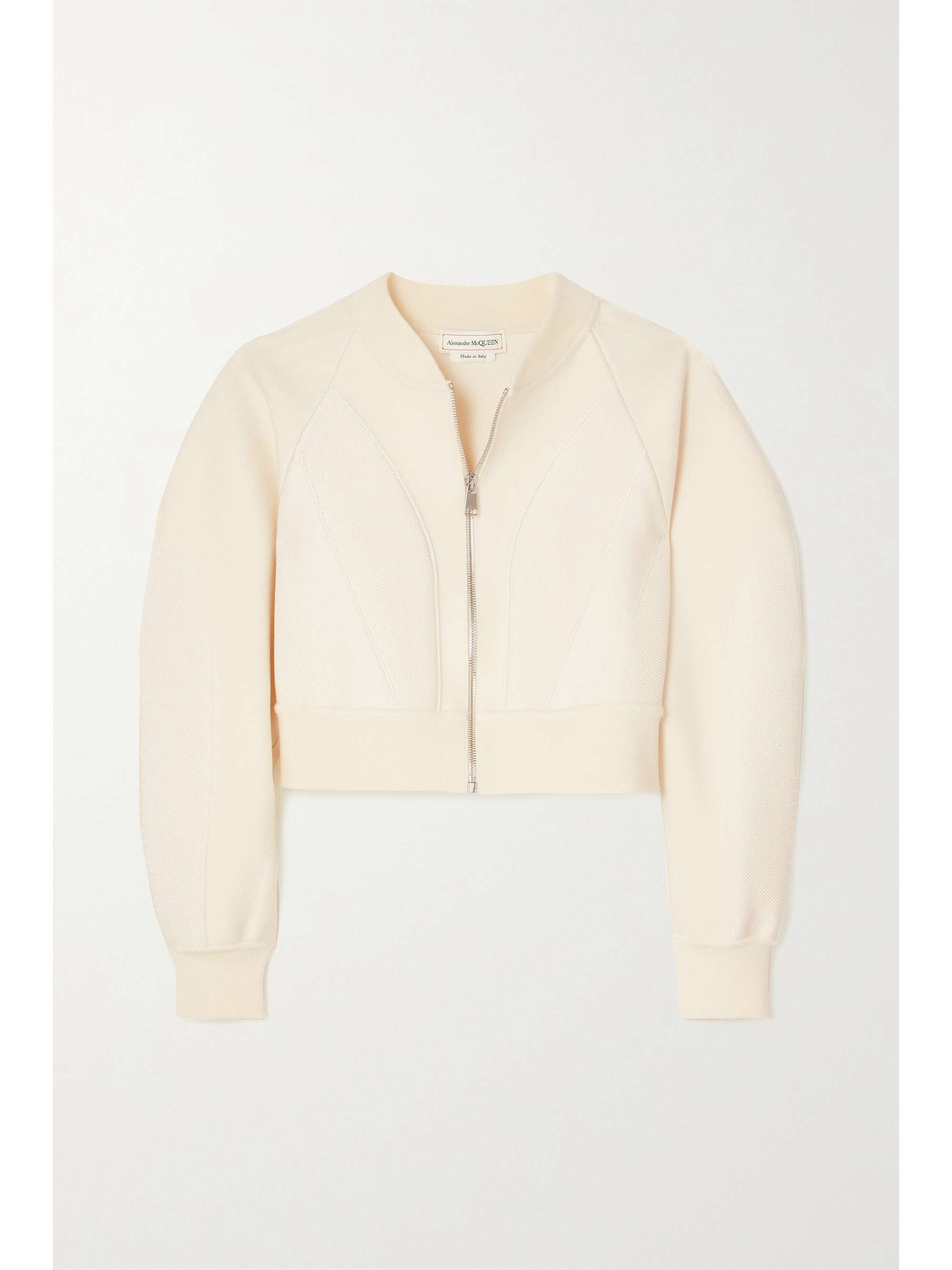 ALEXANDER MCQUEEN Cropped stretch-knit bomber jacket