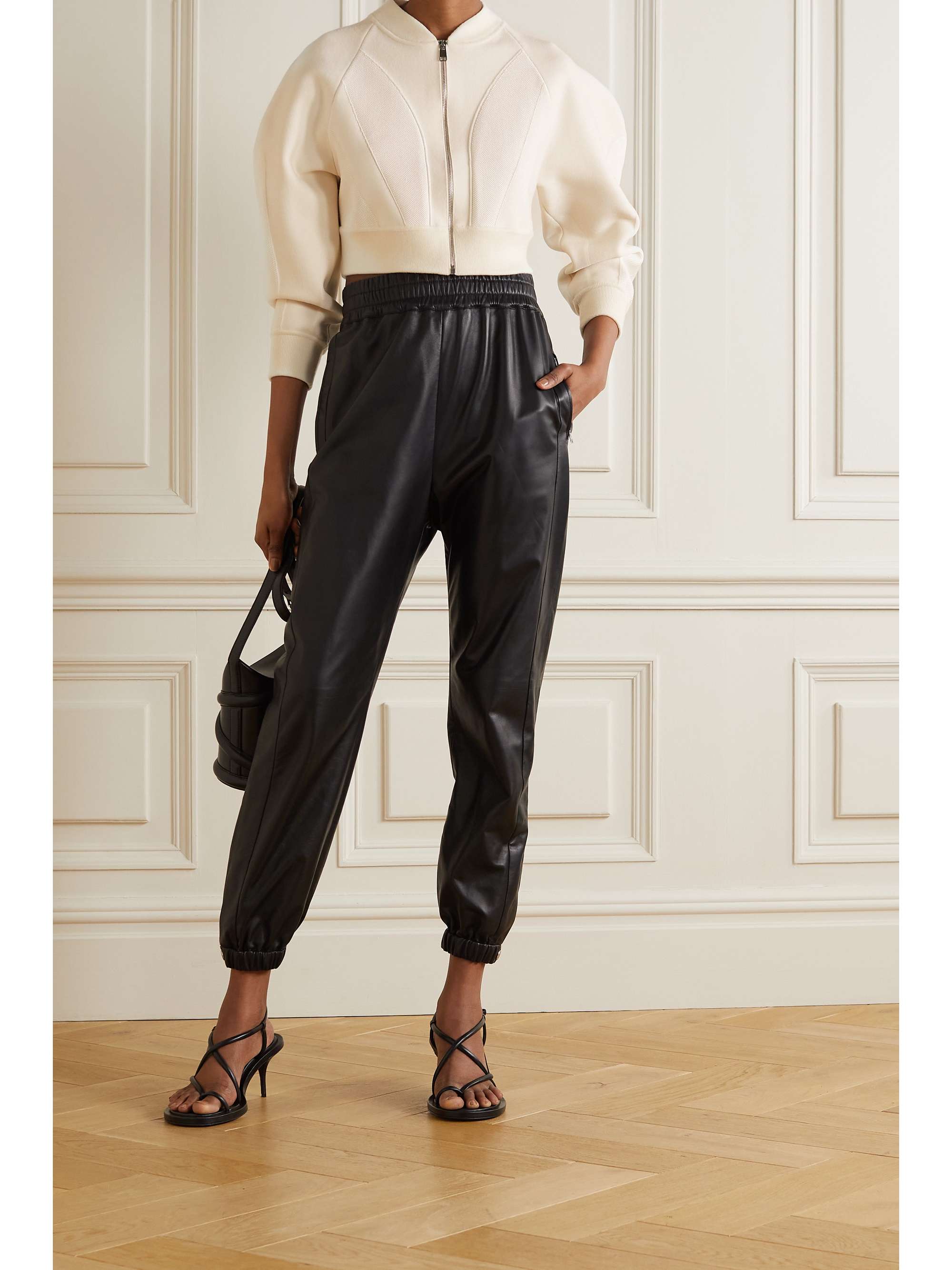 ALEXANDER MCQUEEN Cropped stretch-knit bomber jacket