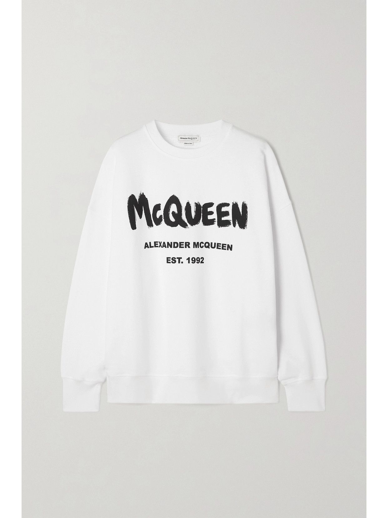 Alexander Mcqueen Printed Cotton-jersey Sweatshirt In White