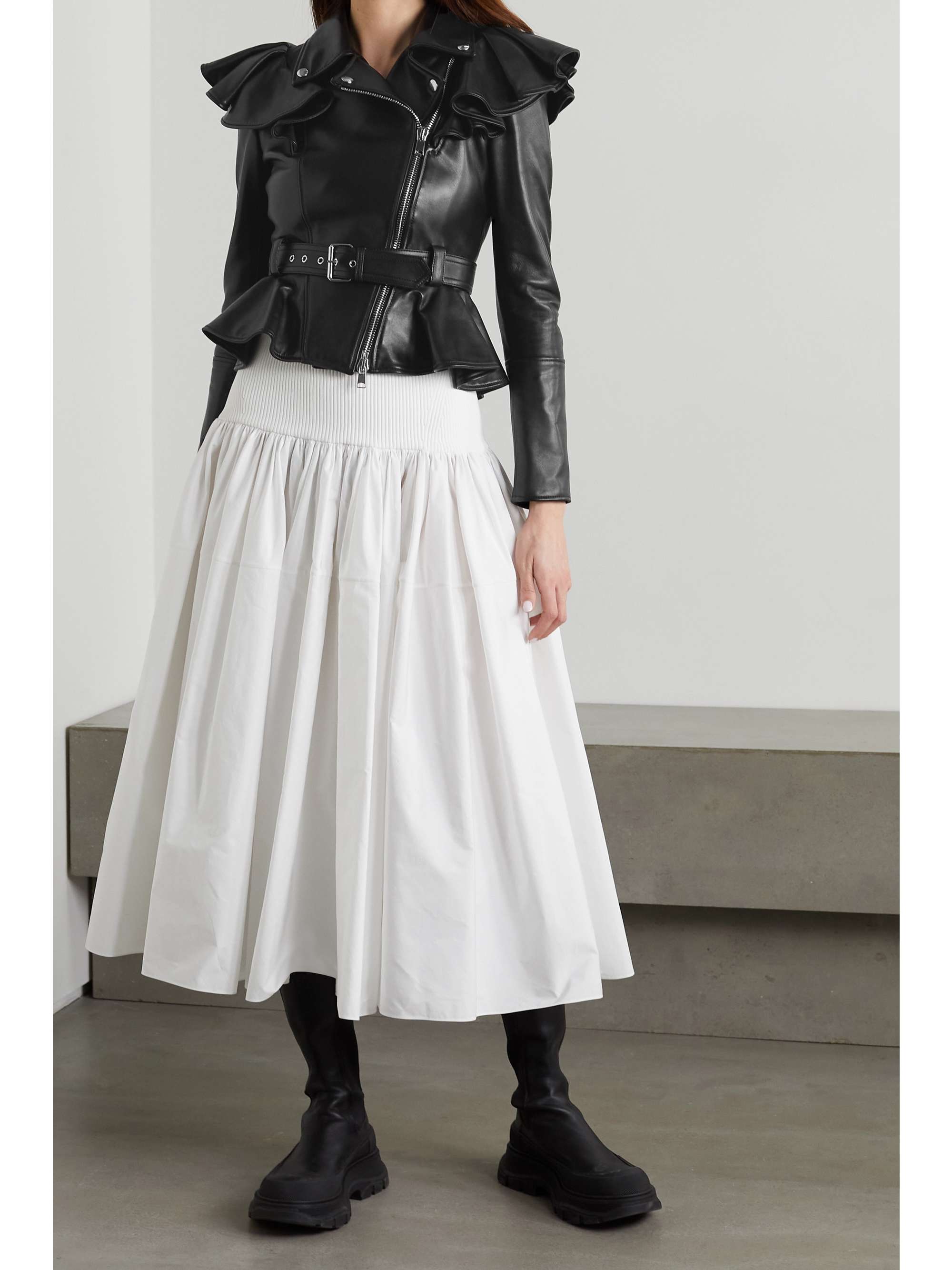 ruffle leather jacket