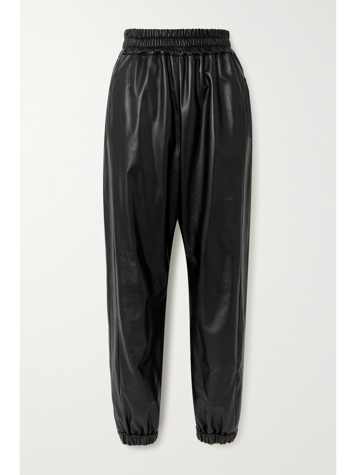 Alexander Mcqueen Elasticated Leather Trousers In Black