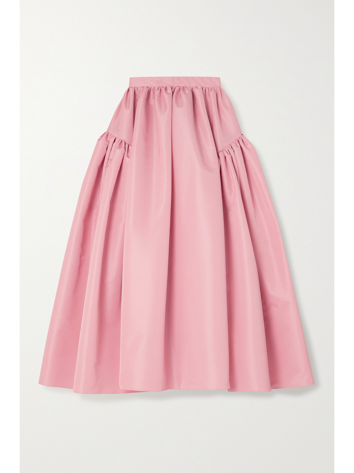 Alexander Mcqueen Gathered Faille Midi Skirt In Pink | ModeSens