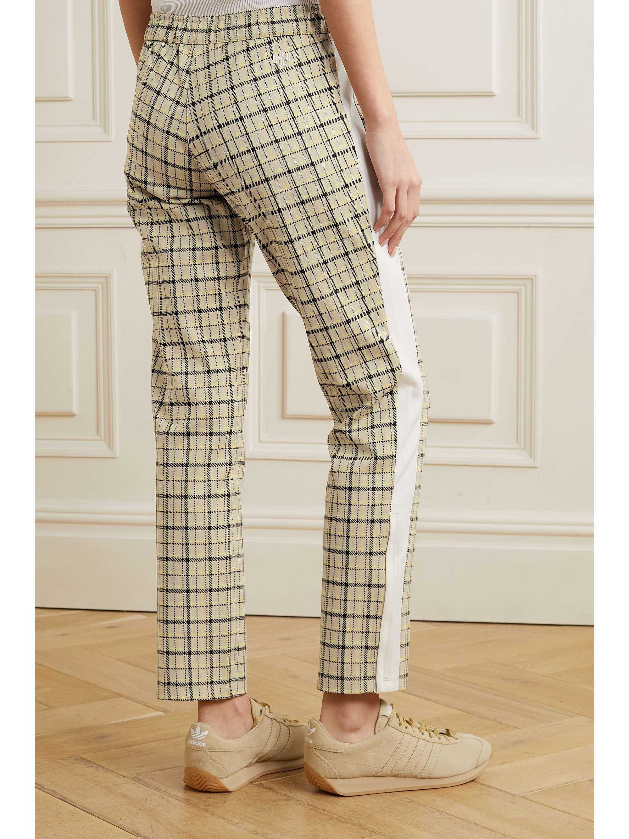 TORY SPORT Checked tech-jersey track pants