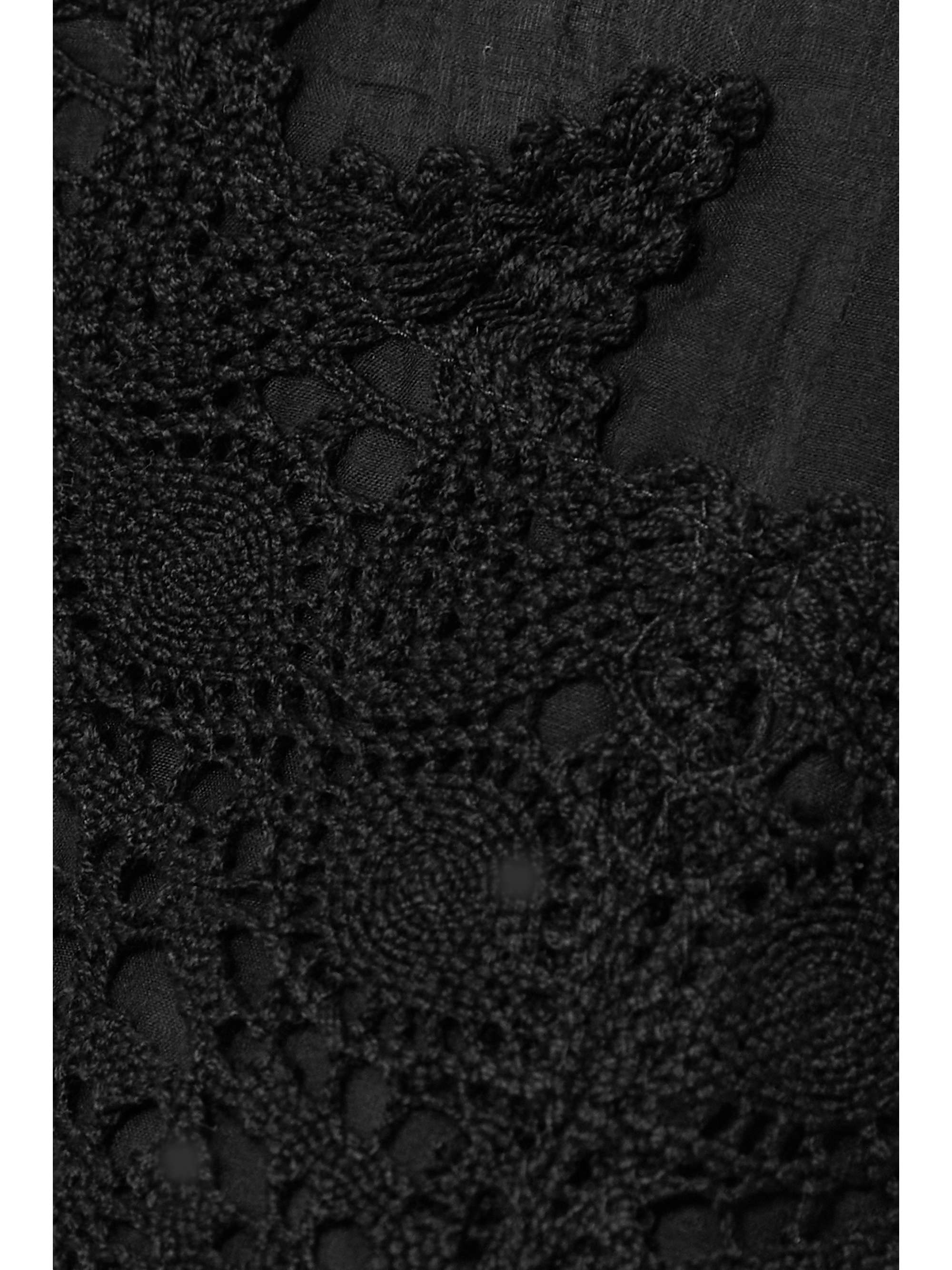 LOEWE Crocheted lace-trimmed cotton and silk-blend voile camisole