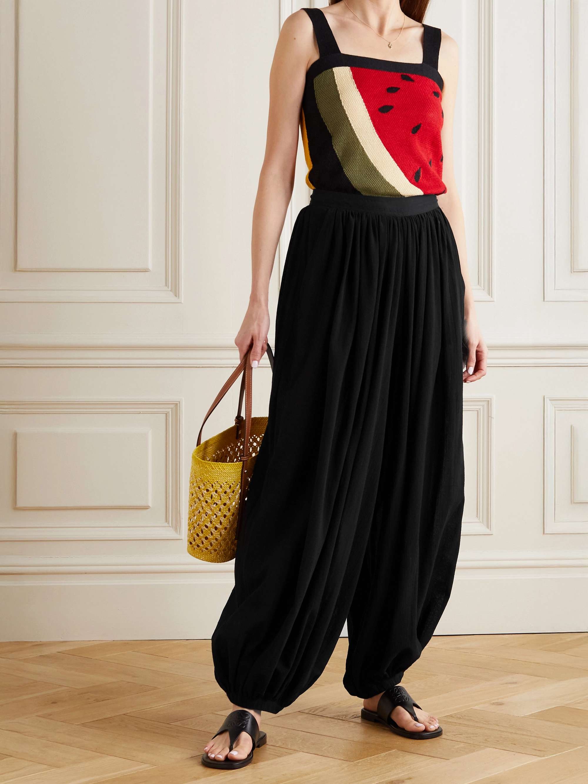LOEWE + Paula's Ibiza draped cotton-voile pants