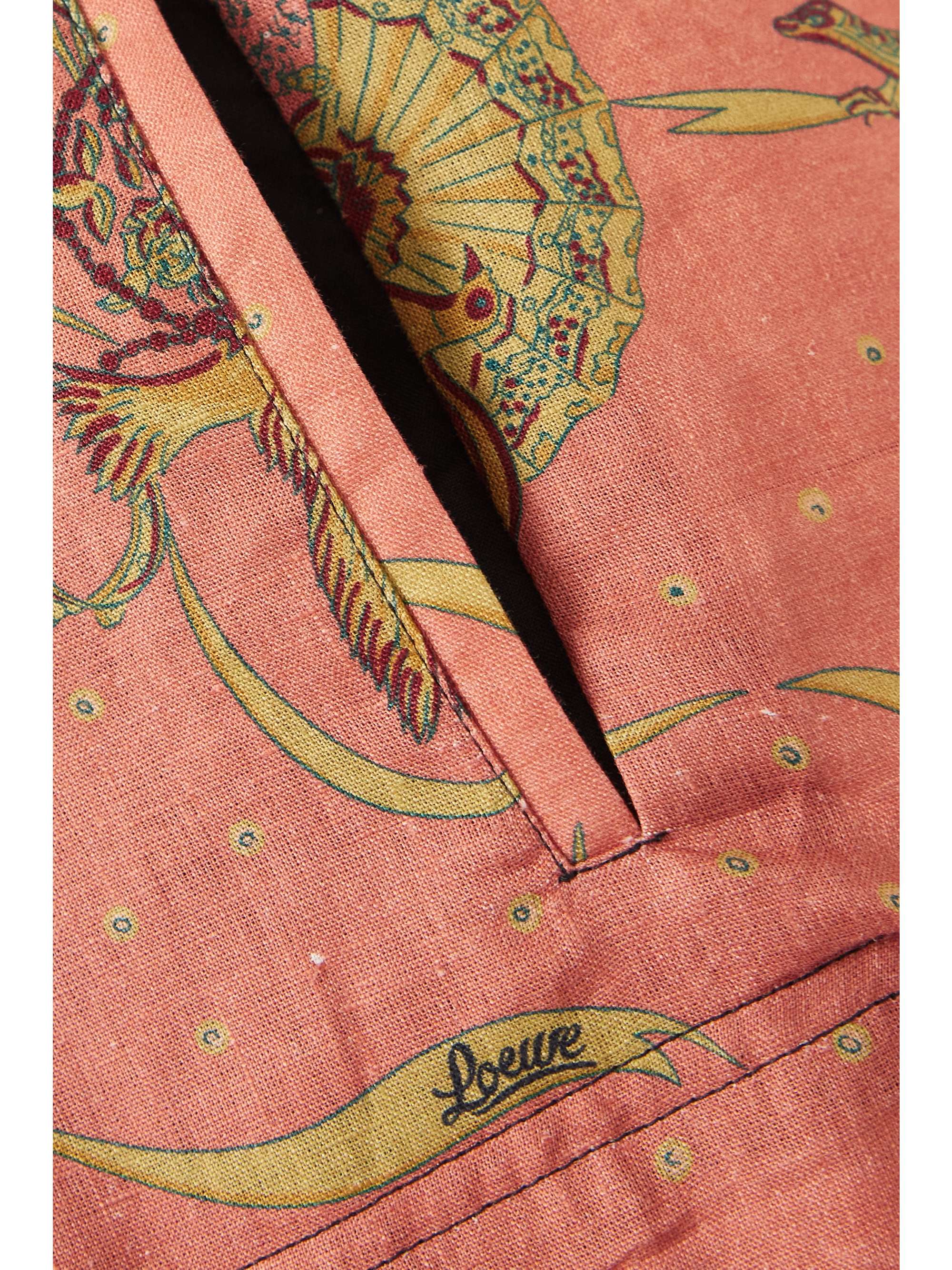LOEWE + Paula's Ibiza belted printed linen and cotton-blend wide-leg pants