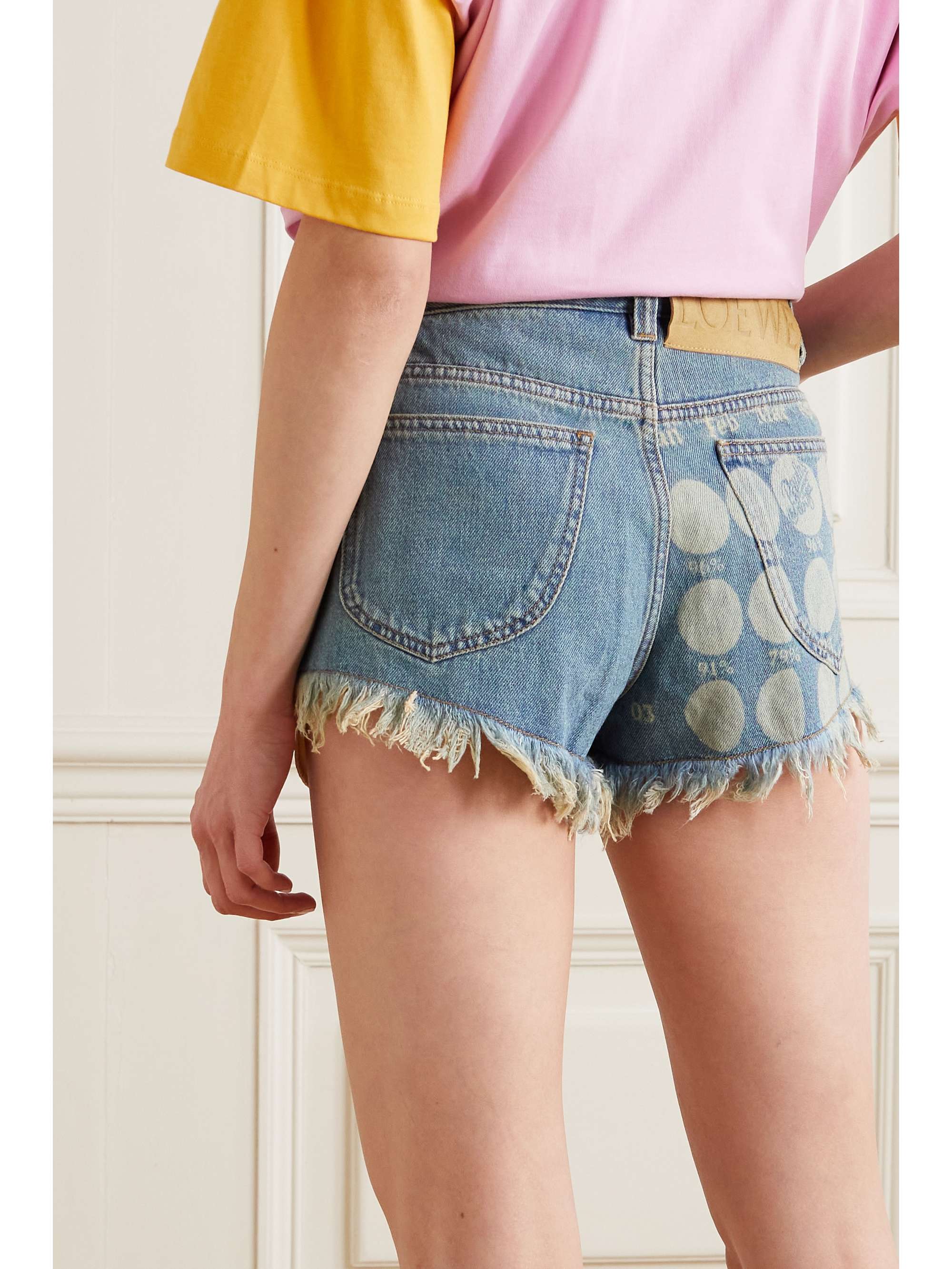 LOEWE + Paula's Ibiza distressed printed denim shorts