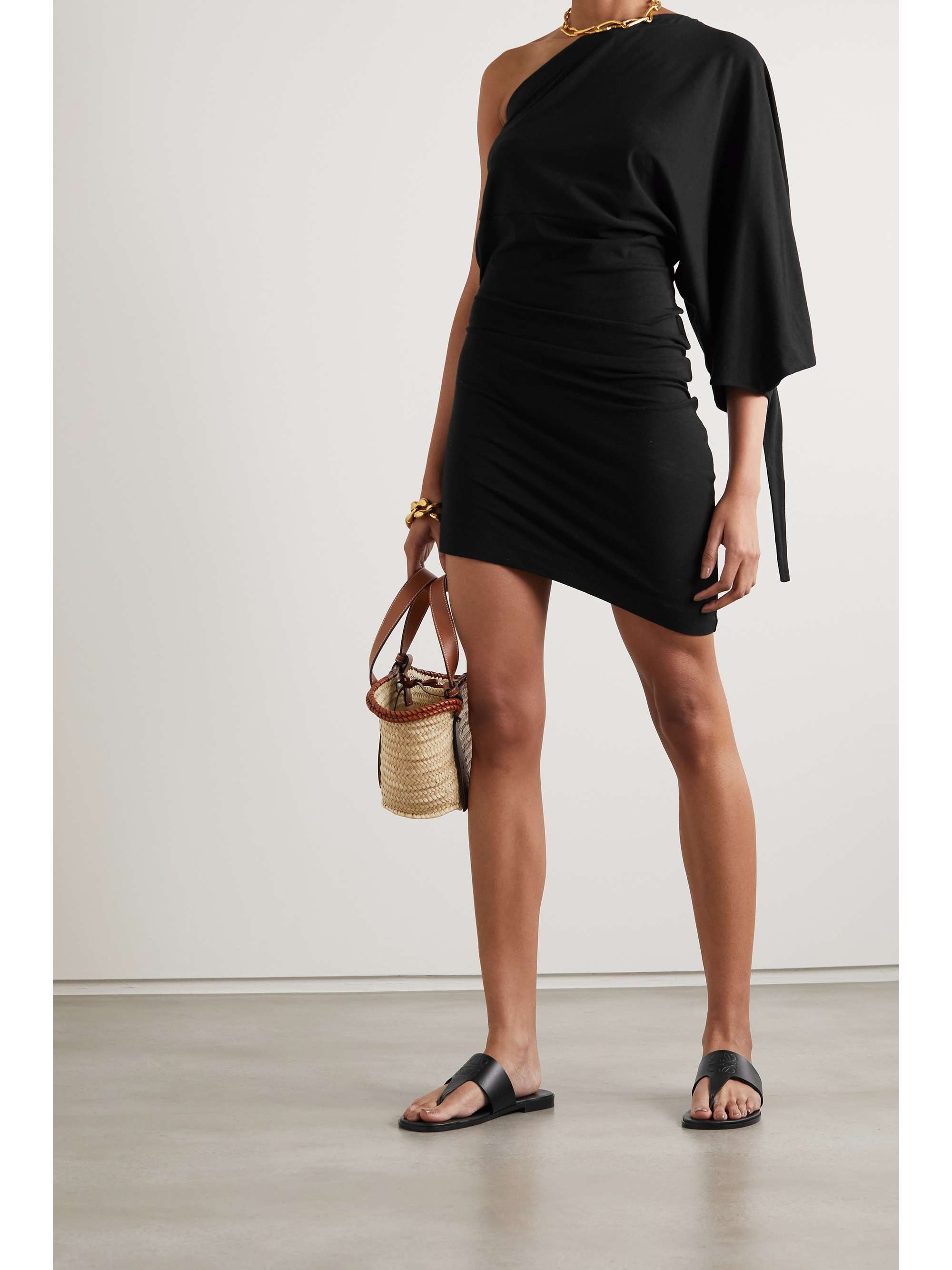 LOEWE Asymmetric stretch-cotton and modal-blend jersey dress