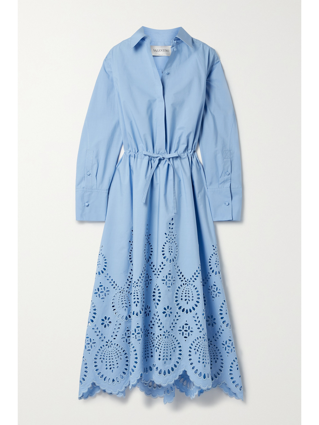 VALENTINO BRODERIE ANGLAISE COTTON-POPLIN MIDI DRESS