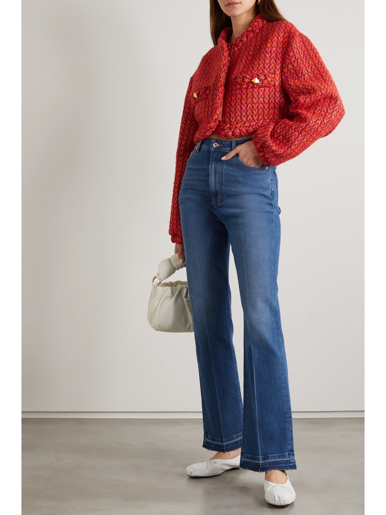 Valentino High-waist Straight-leg Jeans In Blue