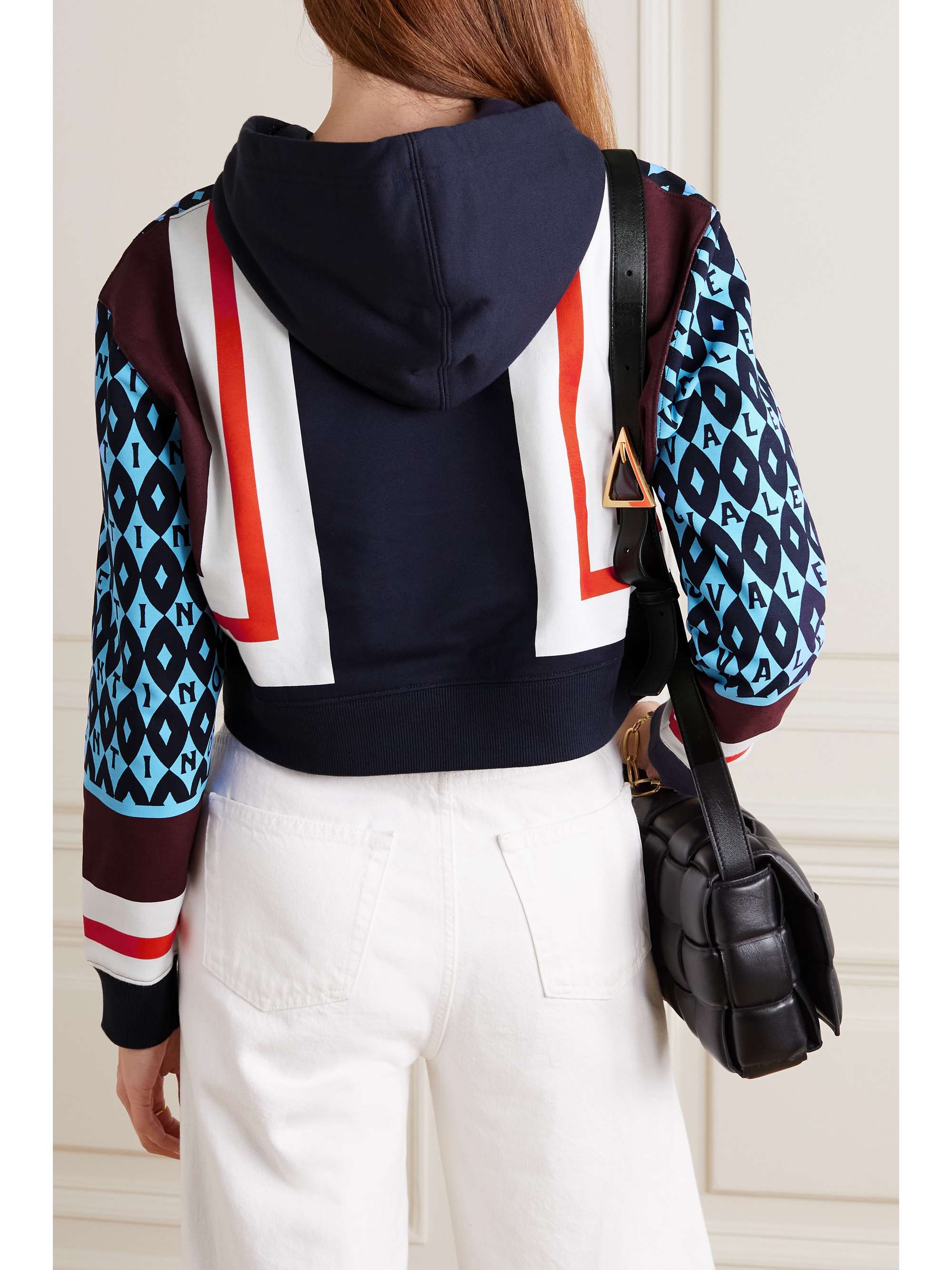 VALENTINO GARAVANI Cropped printed cotton-jersey hoodie
