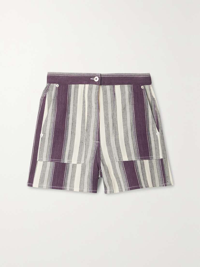 Loewe — + Paula's Ibiza striped linen and cotton-blend shorts