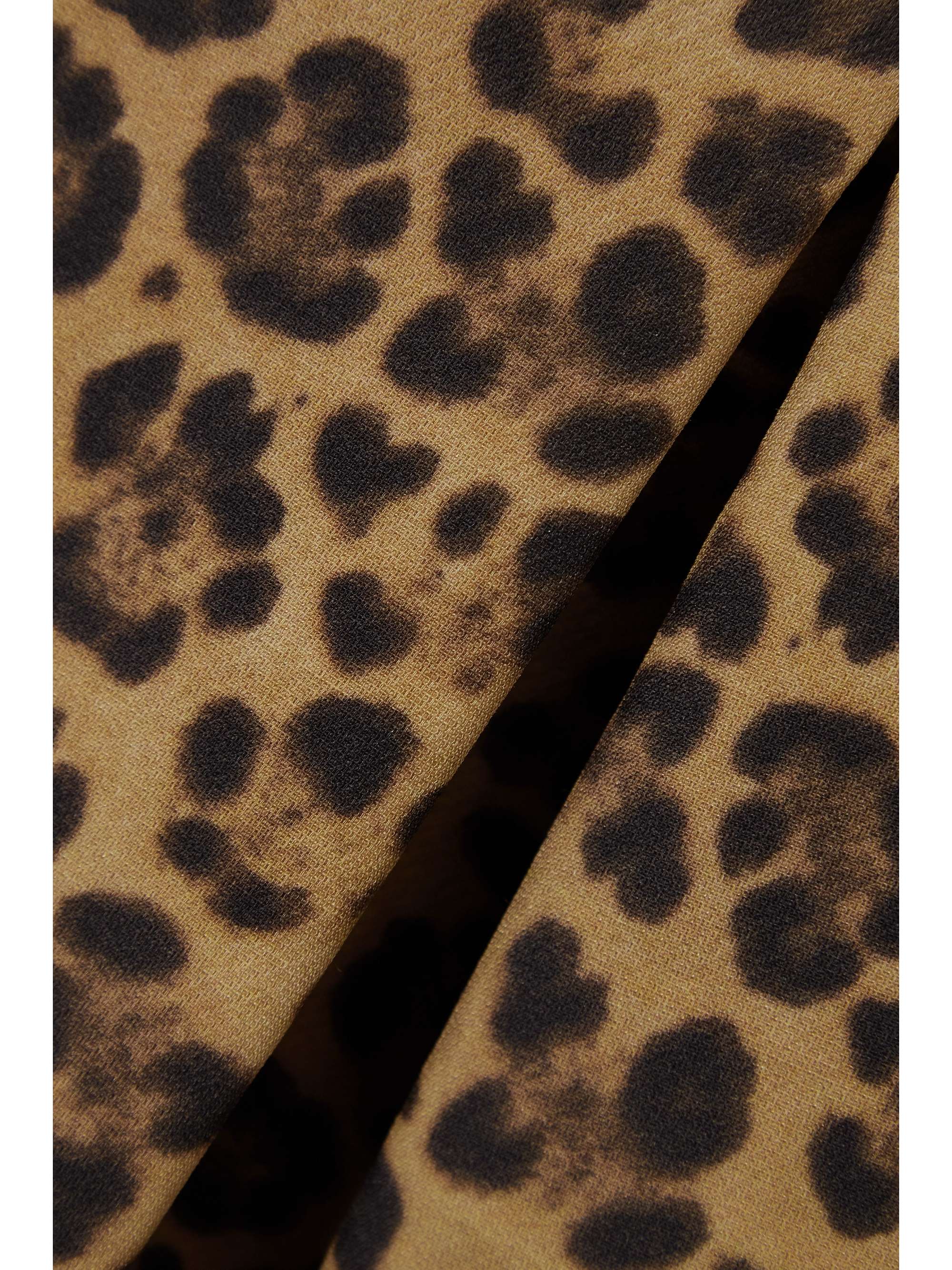 VALENTINO GARAVANI Pleated leopard-print wool and silk-blend mini dress