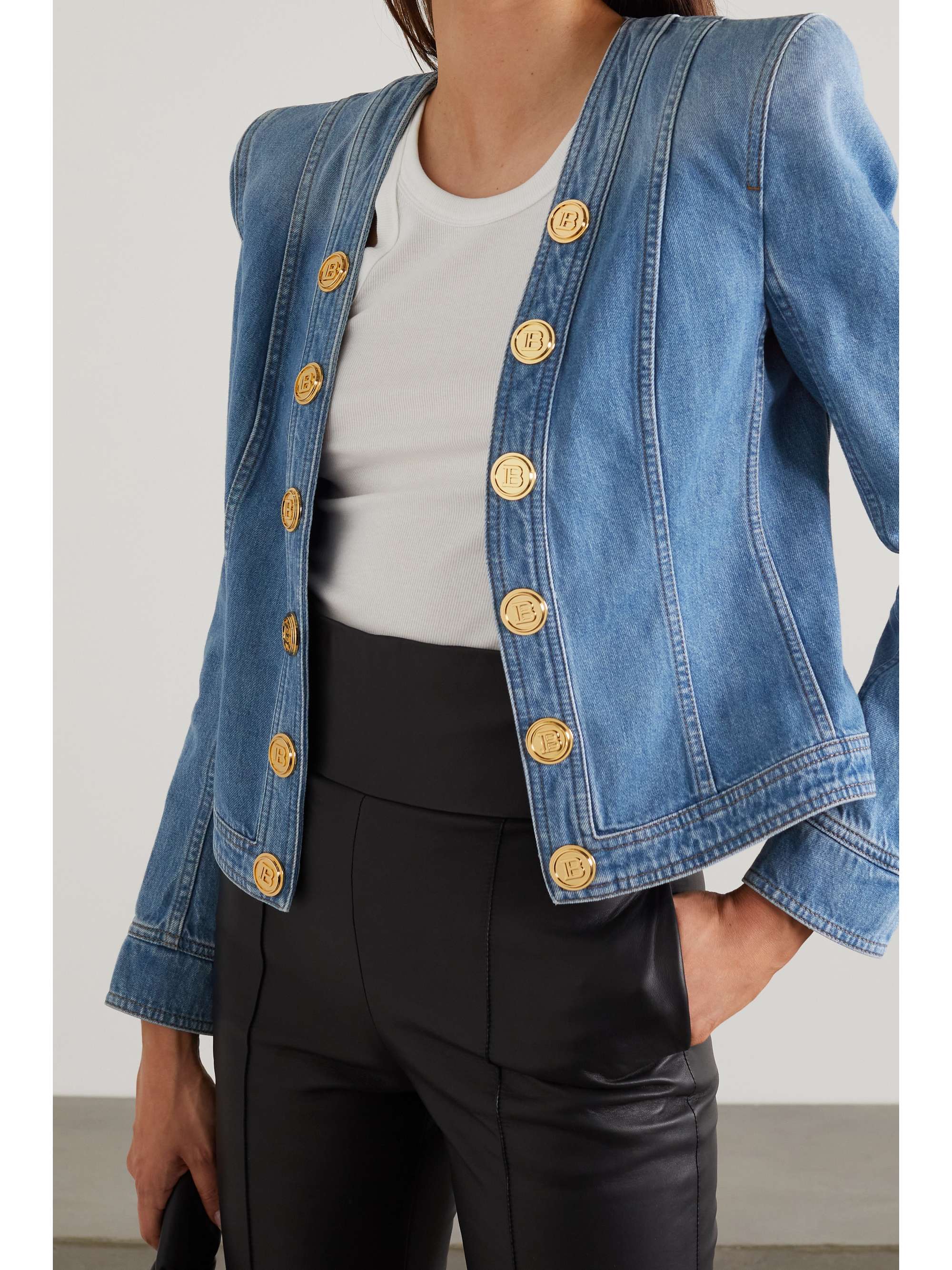 balmain denim jacket womens