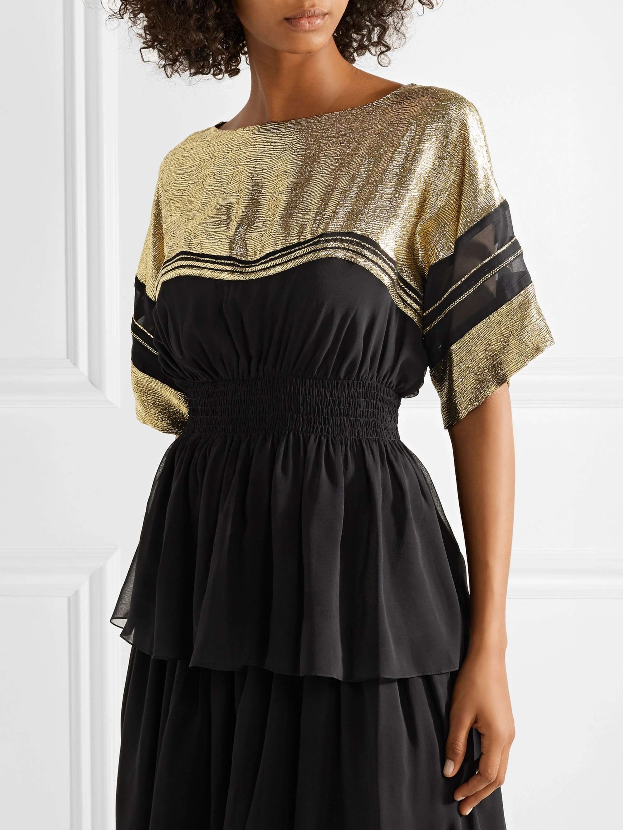 CHLOÉ Chiffon and lamé top
