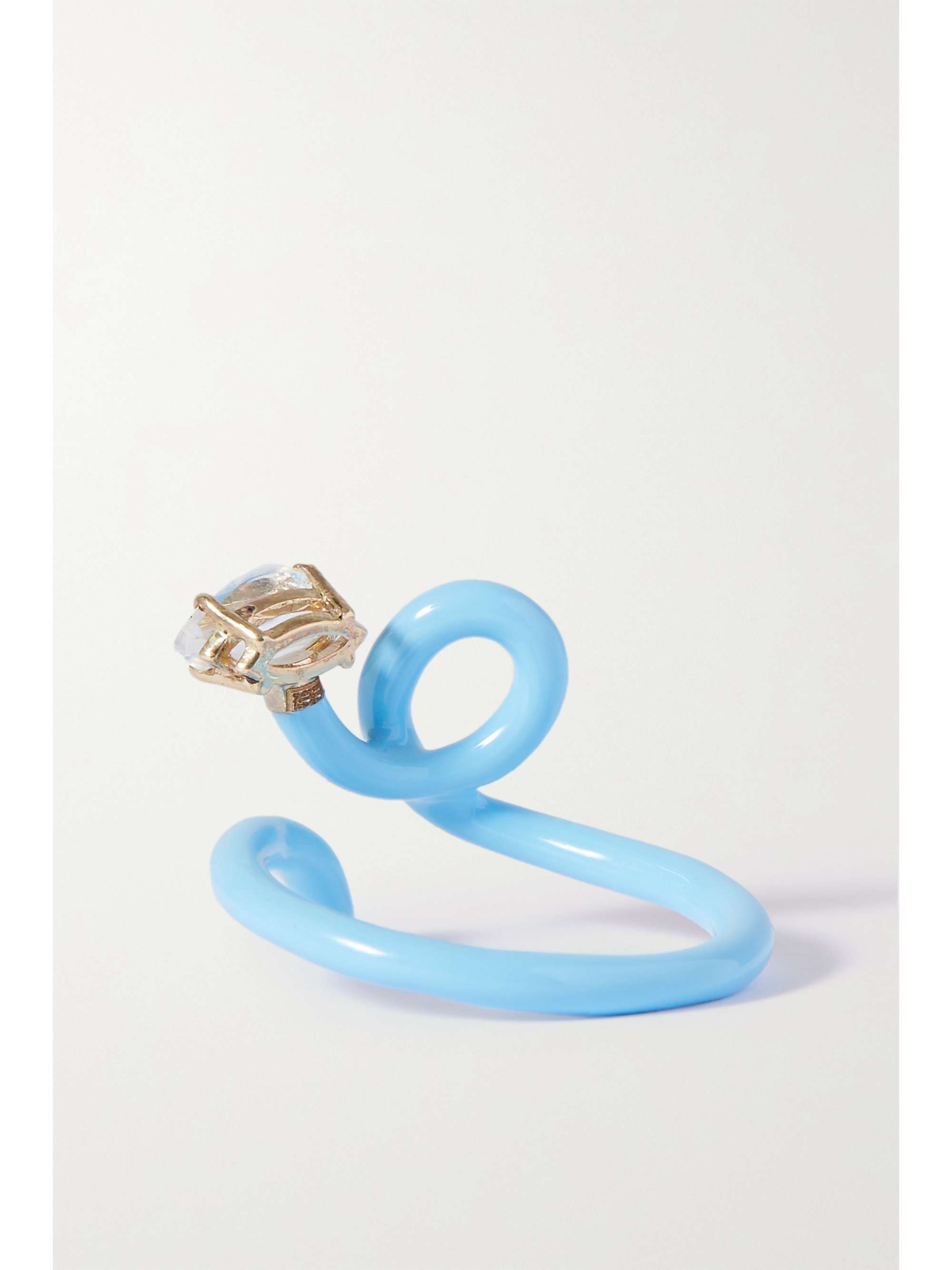 BEA BONGIASCA Baby Vine Tendril gold, silver, enamel and rock crystal ring