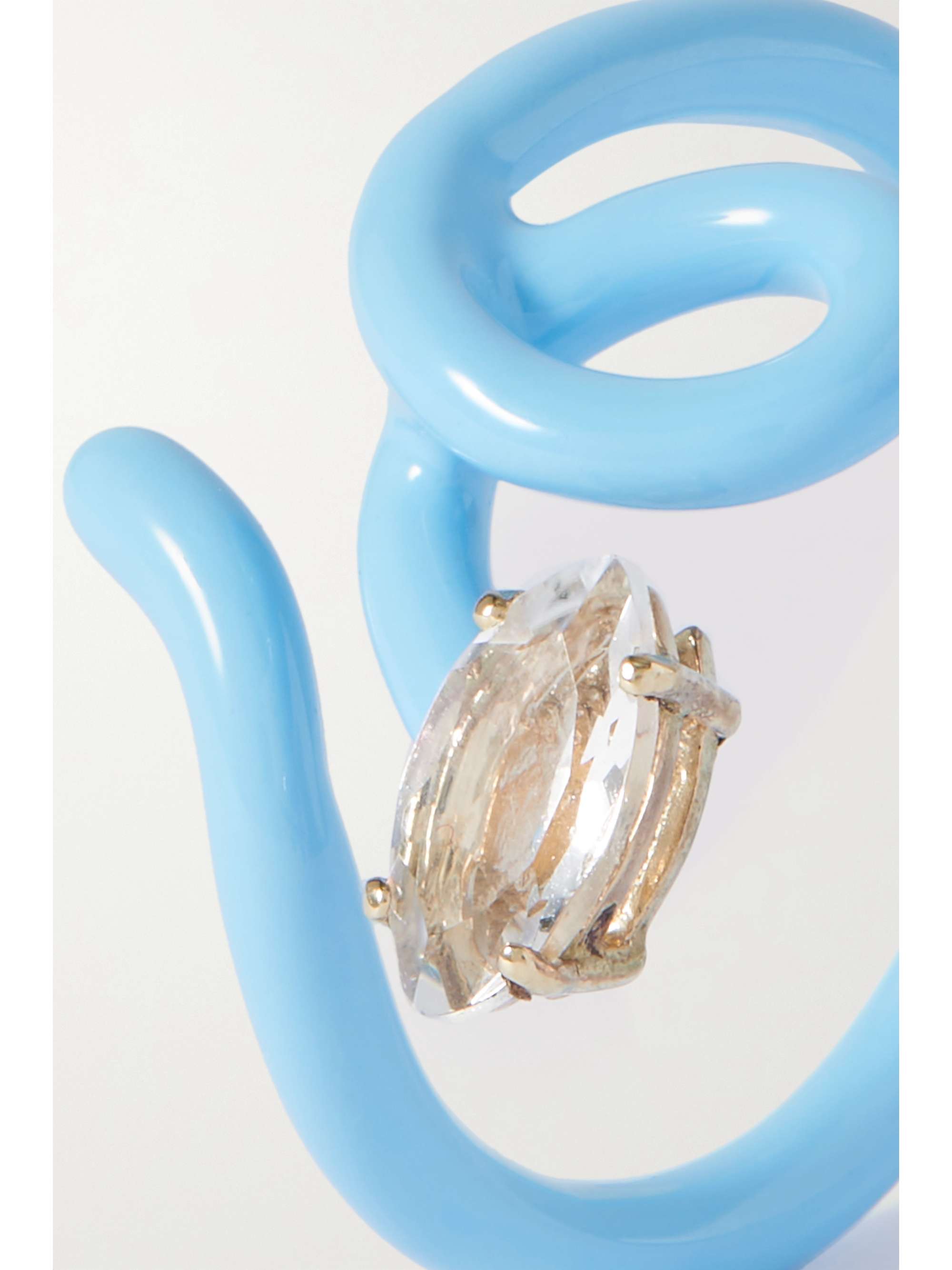 BEA BONGIASCA Baby Vine Tendril gold, silver, enamel and rock crystal ring