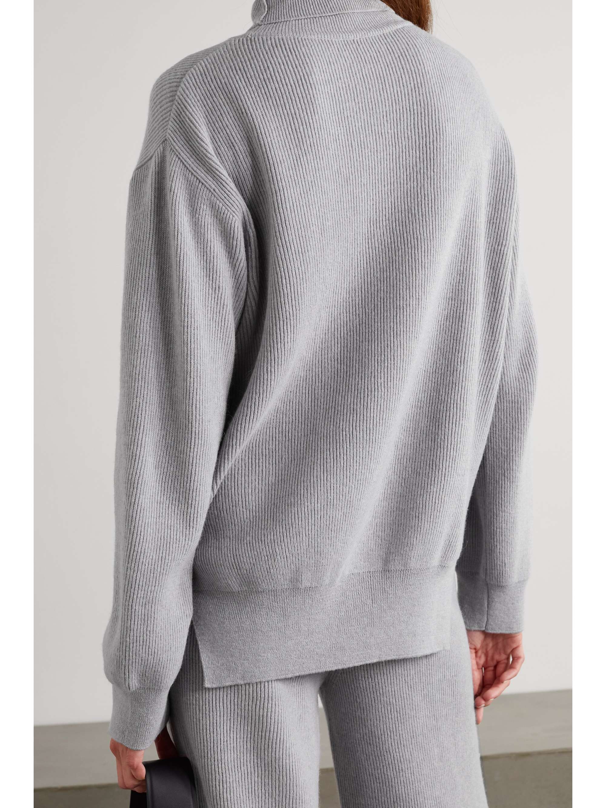 THE FRANKIE SHOP Ribbed-knit turtleneck sweater and scarf set