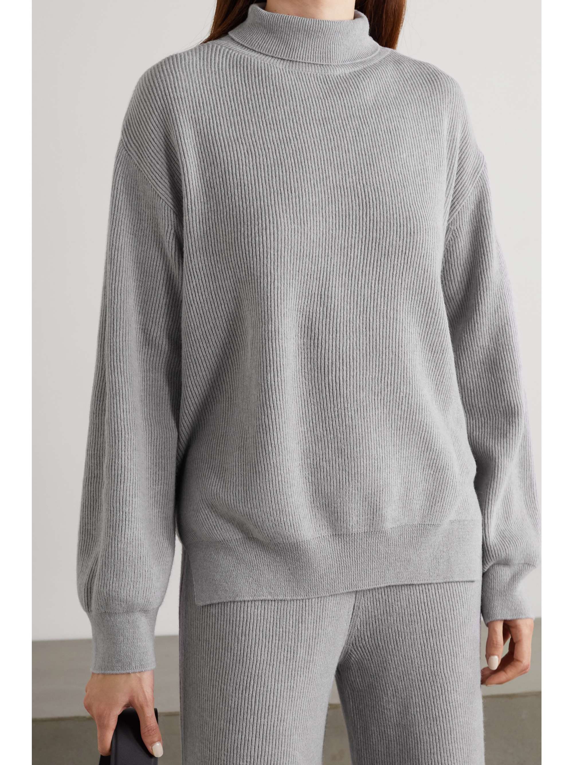THE FRANKIE SHOP Ribbed-knit turtleneck sweater and scarf set